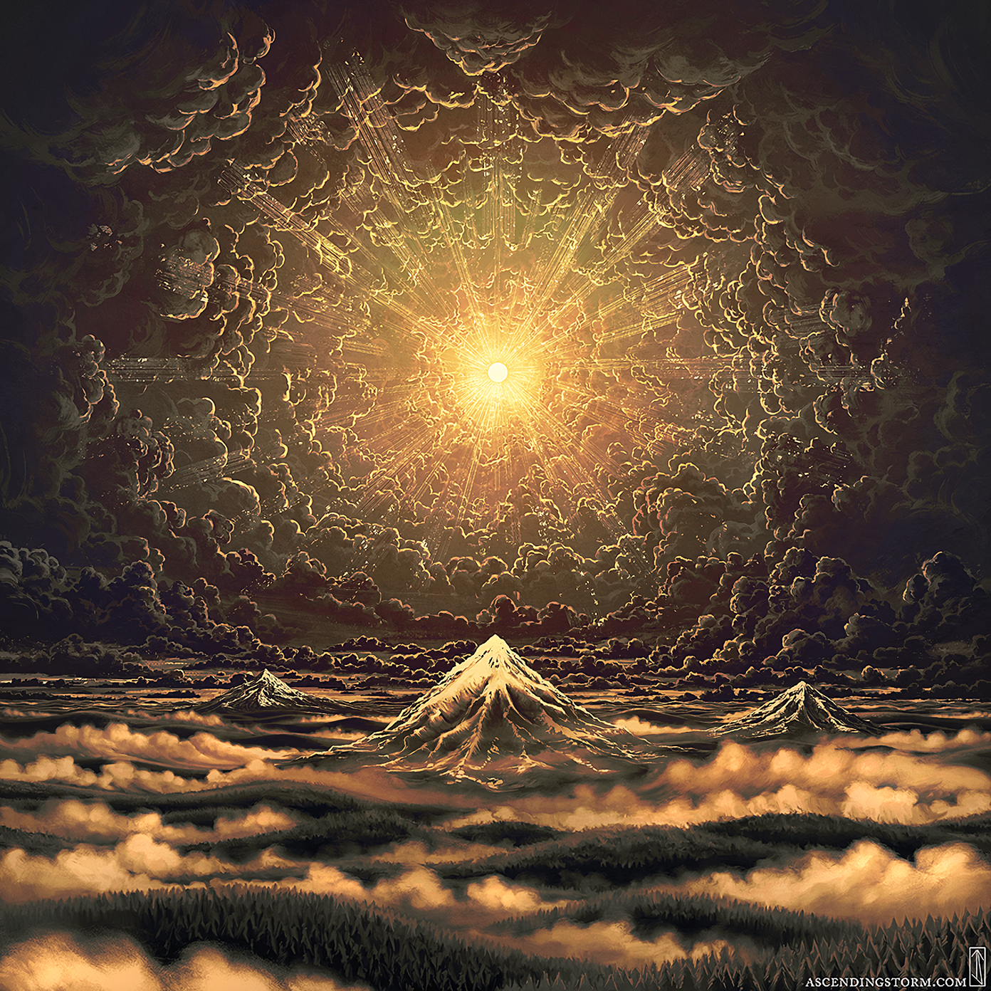 Remission - Art, The mountains, Clouds, The sun, Jeffrey Smith