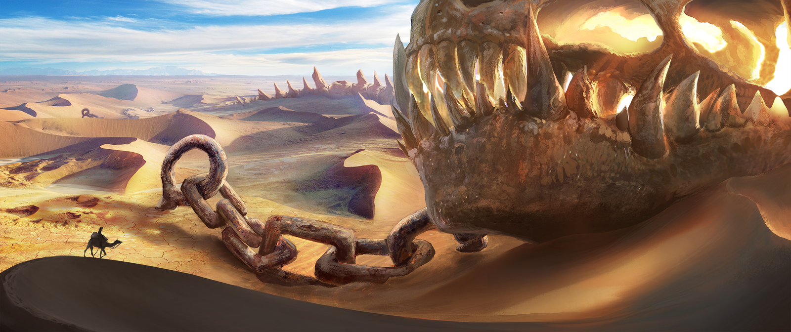 Leviathan's Chains - Art, Desert, Skeleton, Scull, Leviathan, Chain, 