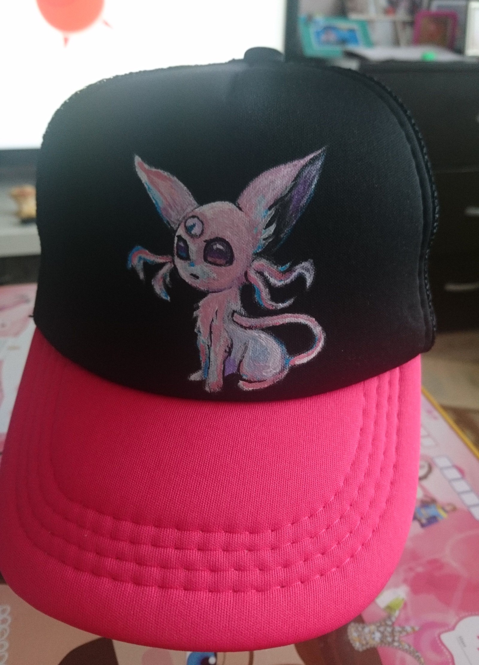 Pokemon on a cap for my daughter And the second cap is already for her friend (the drawings were chosen by the children) - My, Pokemon, Painting on fabric, Creation, Longpost