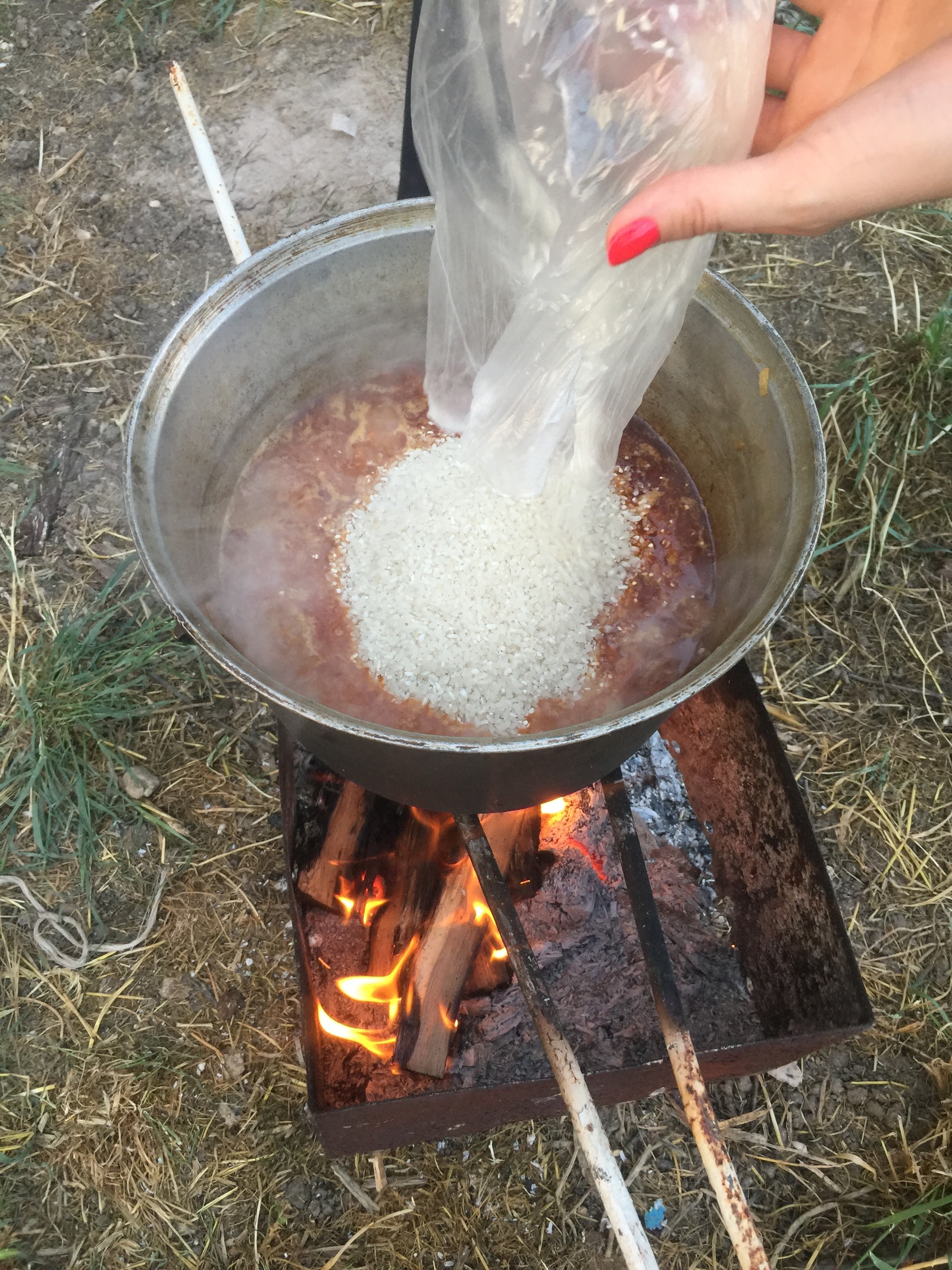 How I made pilaf on a fire, for the first time! - My, Pilaf, Dish, Longpost, Cooking