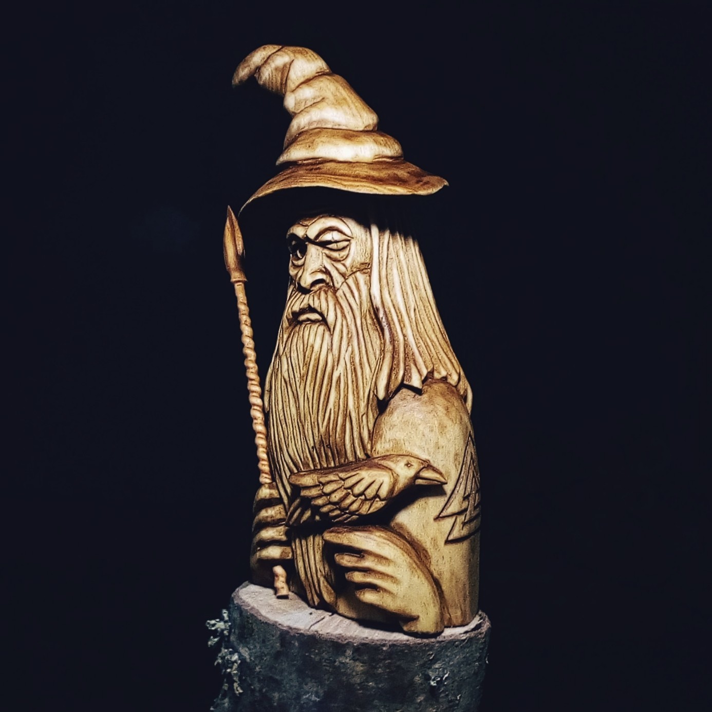 Scandinavian god ONE, materials linden, alder. Height 18cm. - My, Wood carving, Scandinavian mythology, One, Longpost