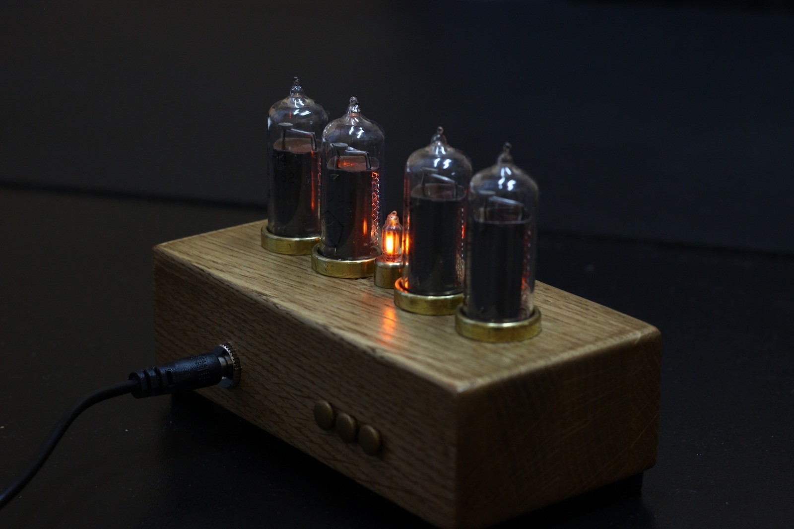 Nixie Clock on IN-14 (oak+brass) - My, Nixie clock, Homemade, Gas discharge indicators, Tree, Longpost