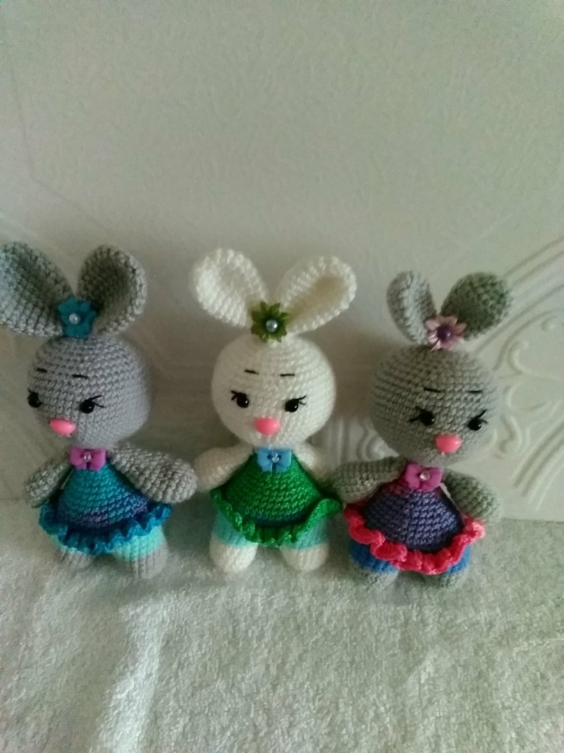 Bunnies............ - My, Knitted toys, Crochet, Longpost