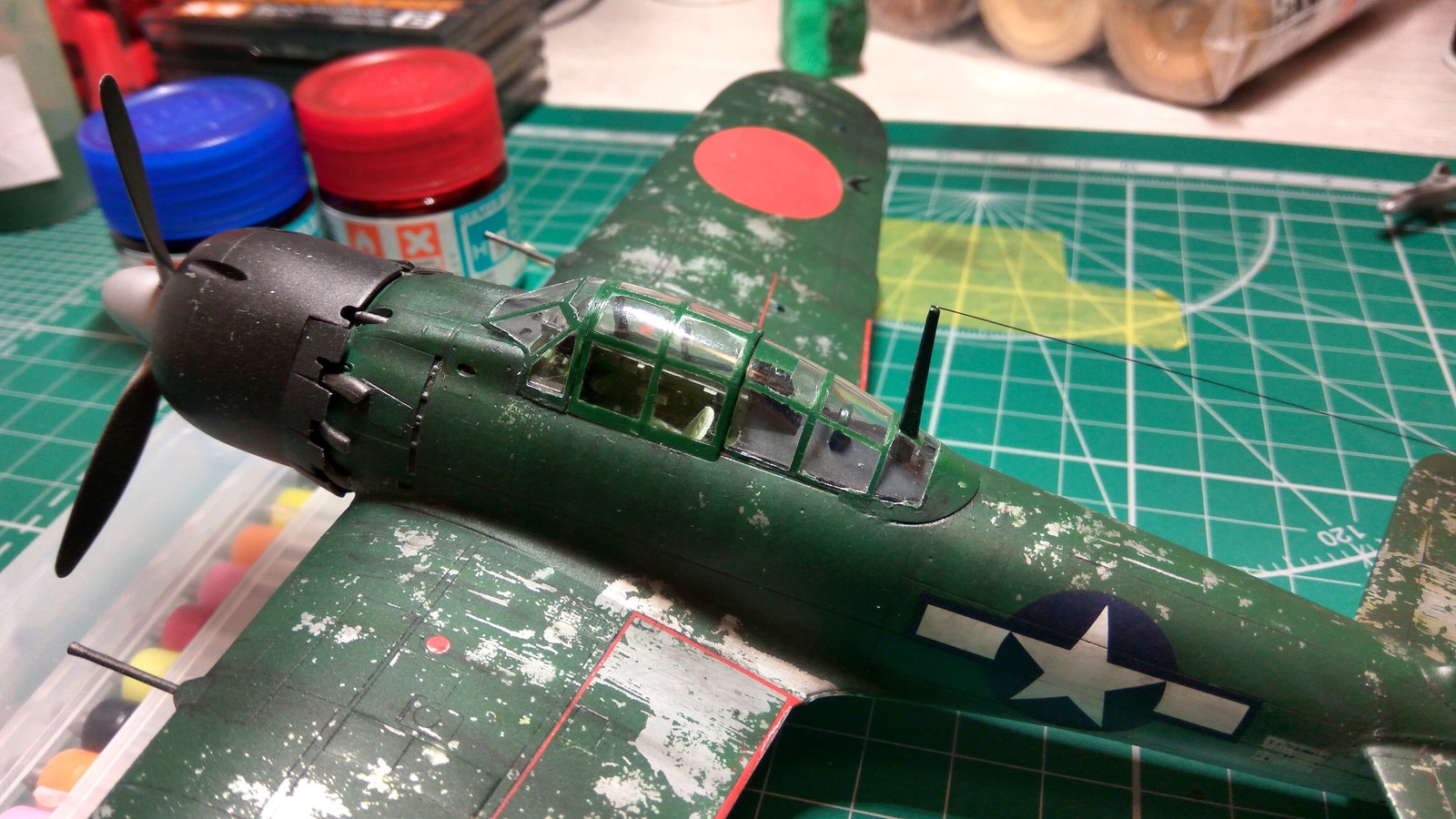 Mitsubishi a6m5 zero 1/48 - My, Stand modeling, Longpost, Aviation