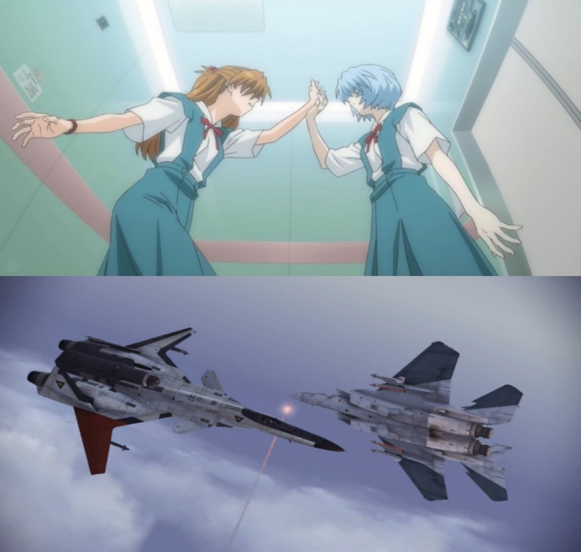 Asuka/Pixie vs Rey/Cypher - My, Anime, Evangelion, Asuka langley, Rei ayanami, Ace Combat