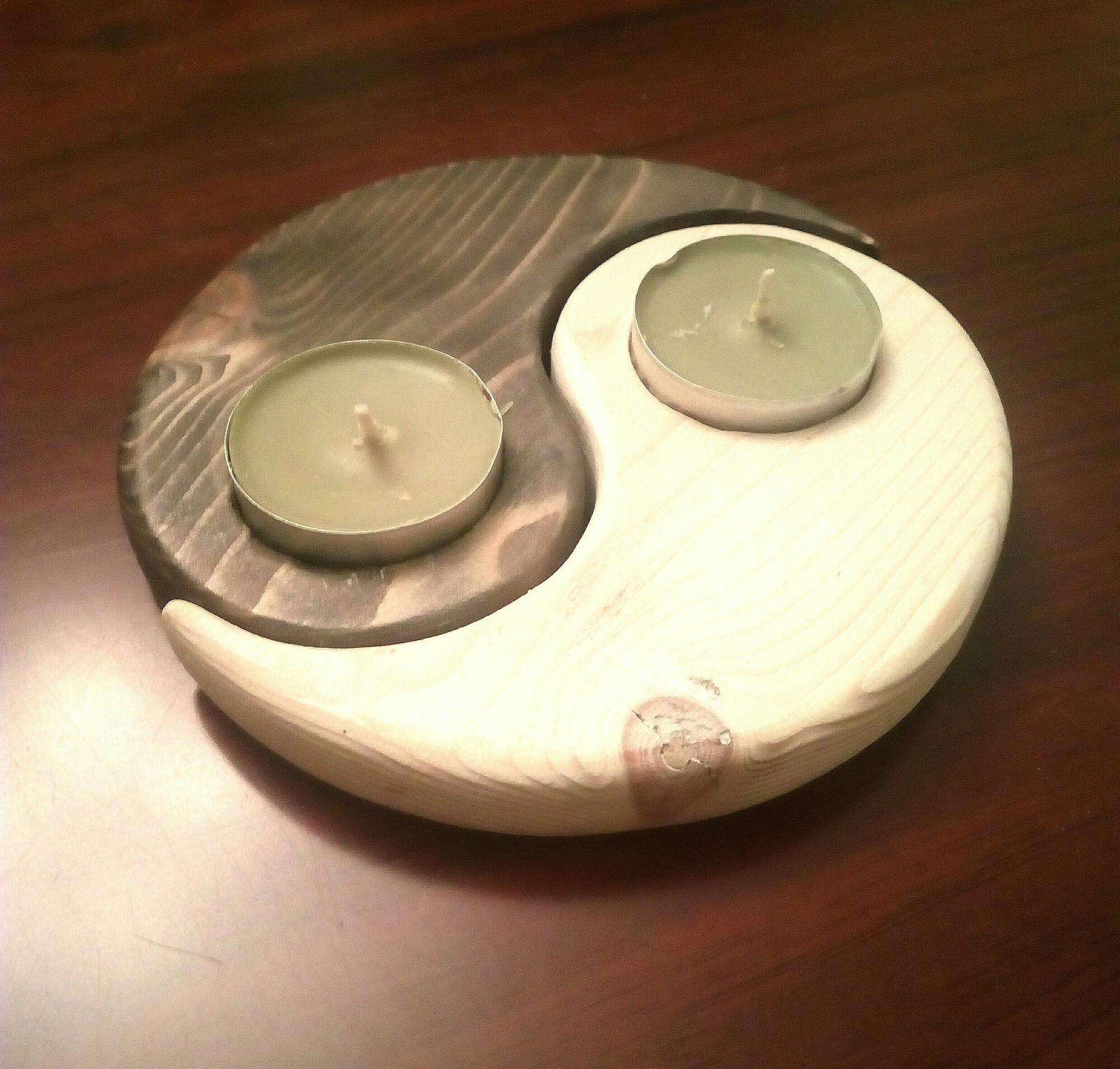 Yin-yang candlestick. - My, Wood products, With your own hands, Decor, Needlework without process, Candlestick, Longpost