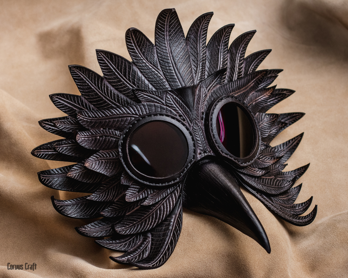 Raven mask - My, Longpost, , Creation, Handmade, Leather products, Needlework without process