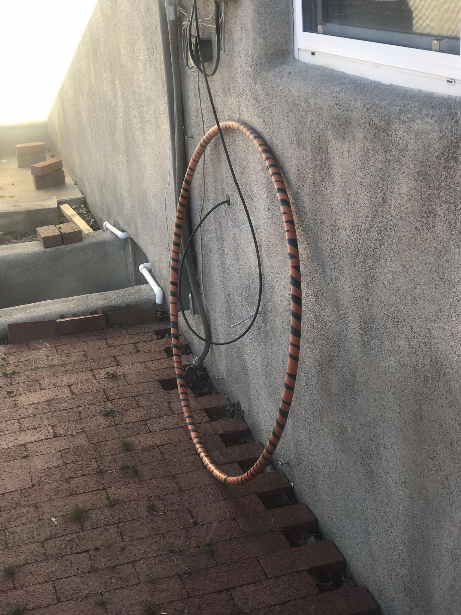 The cable guy ran a cable through our hoop we left - Hoop, Электрик, Hula Hup