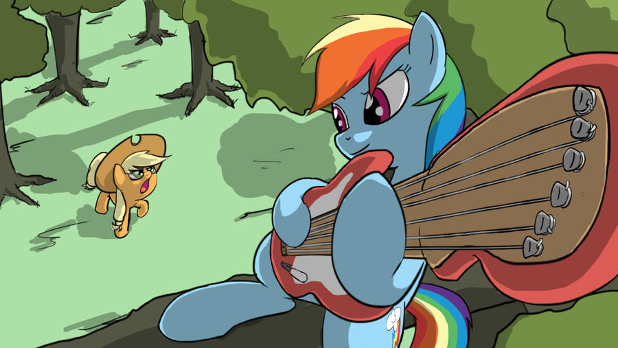 Rainbow rock in the apple orchard - My little pony, Rainbow dash, Applejack, Kanashiipanda