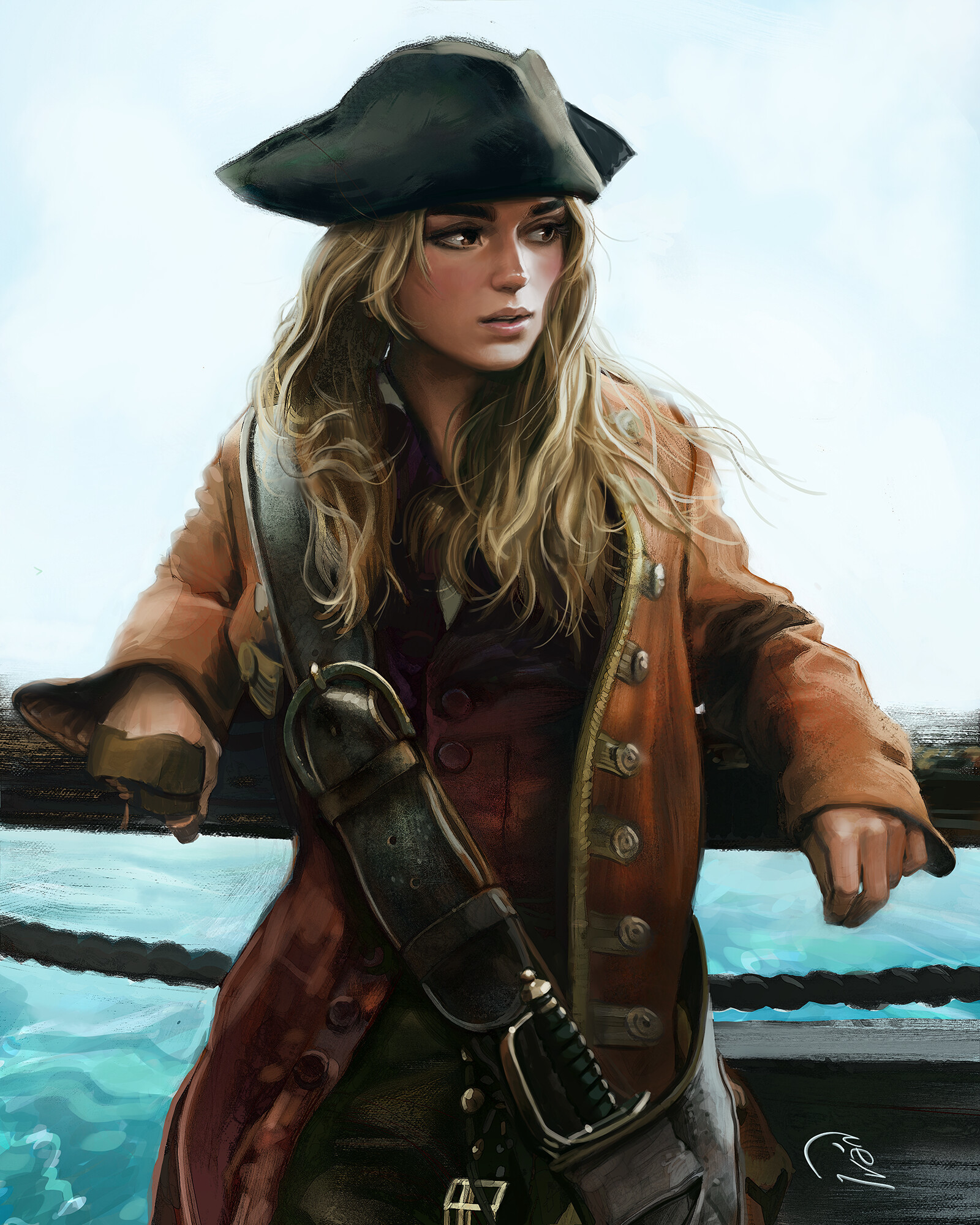 Elizabeth Swann - Элизабет, Пираты карибского моря, Фильмы, Арт, Рисунок, Ivan Talavera, Элизабет Суонн