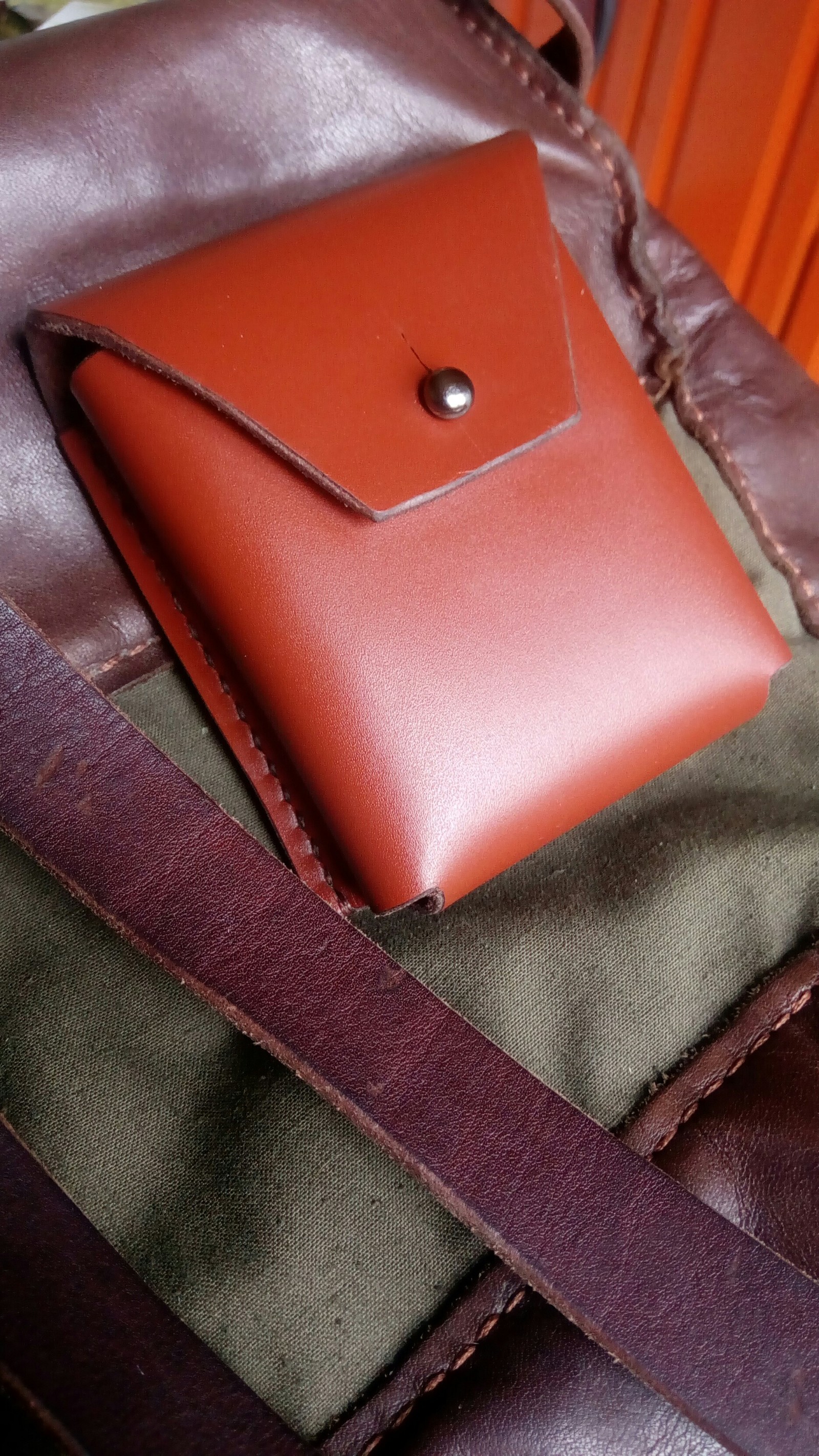 Leather case for small things - My, Leather, Needlework without process, With your own hands, Longpost