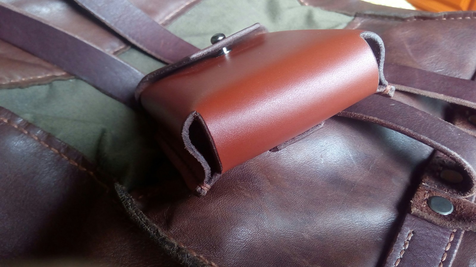 Leather case for small things - My, Leather, Needlework without process, With your own hands, Longpost