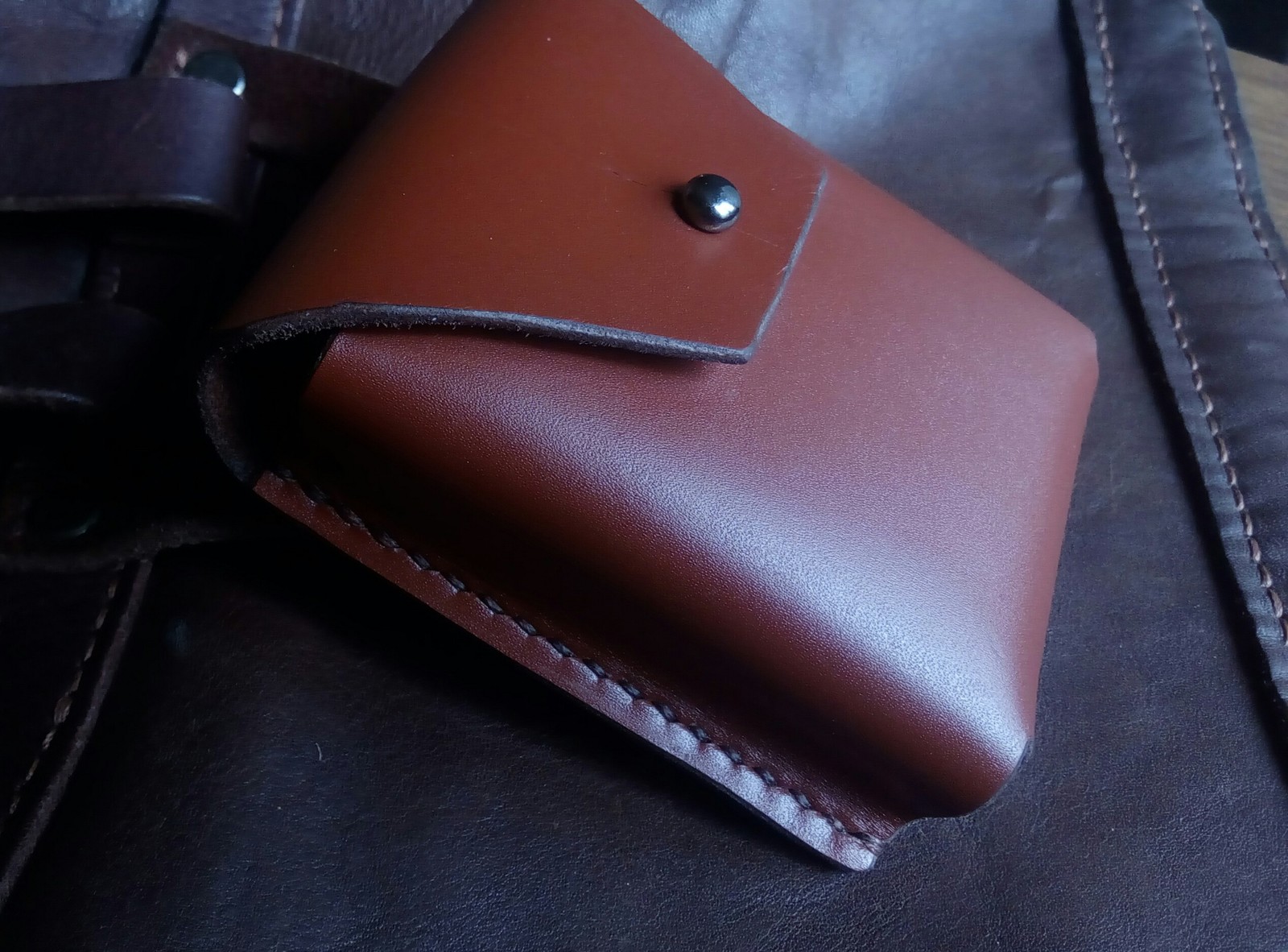 Leather case for small things - My, Leather, Needlework without process, With your own hands, Longpost