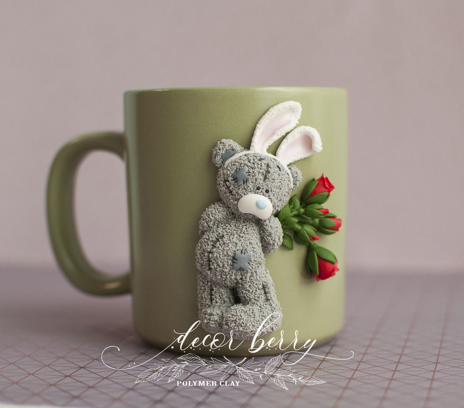 Decor on a polymer clay mug - My, Polymer clay, Mug with decor, Handmade