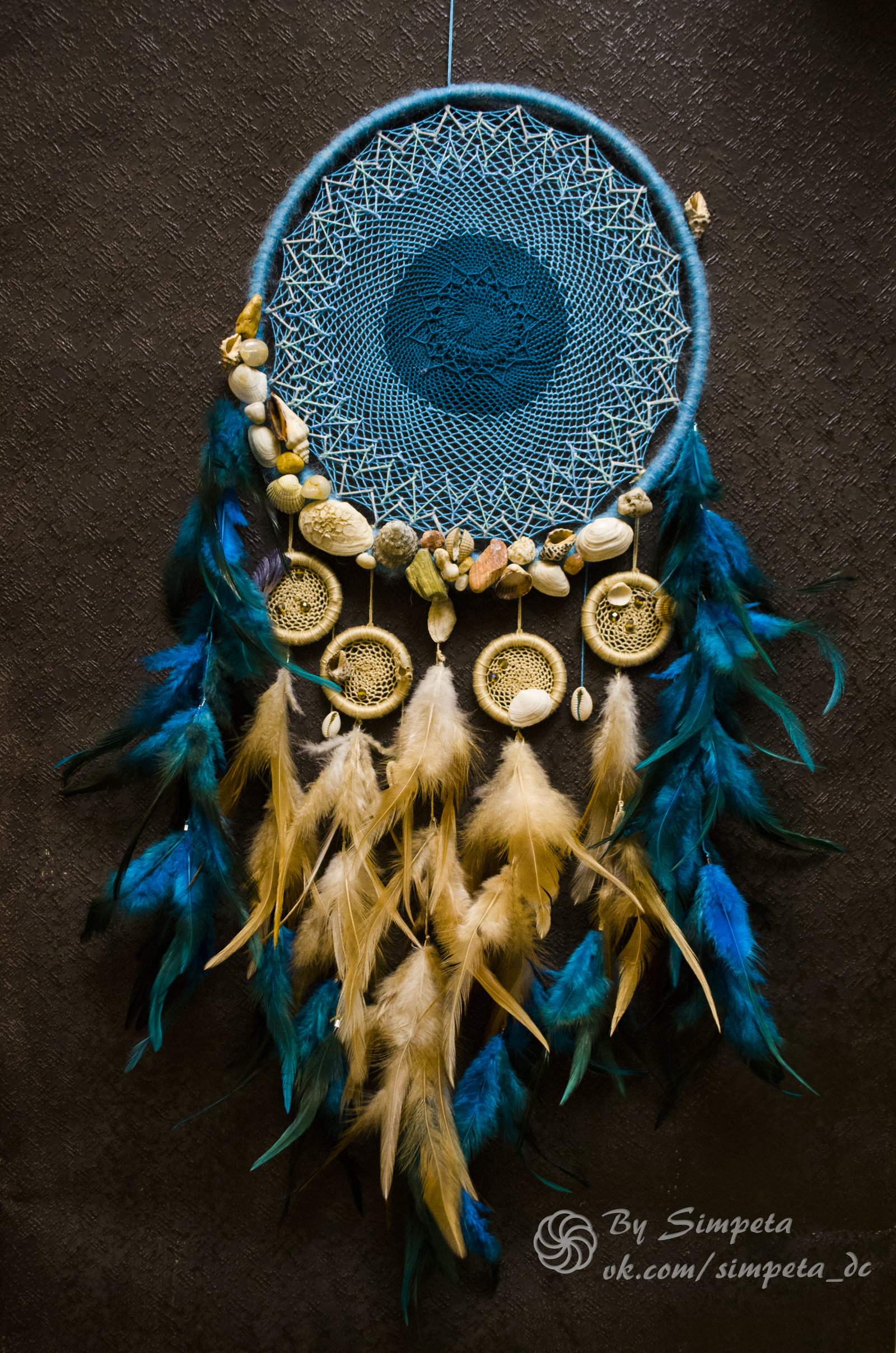 Dreamcatcher Kyanite - My, Bysimpeta, Dreamcatcher, Needlework, Handmade, Sea, Ocean, beauty, Design, Longpost