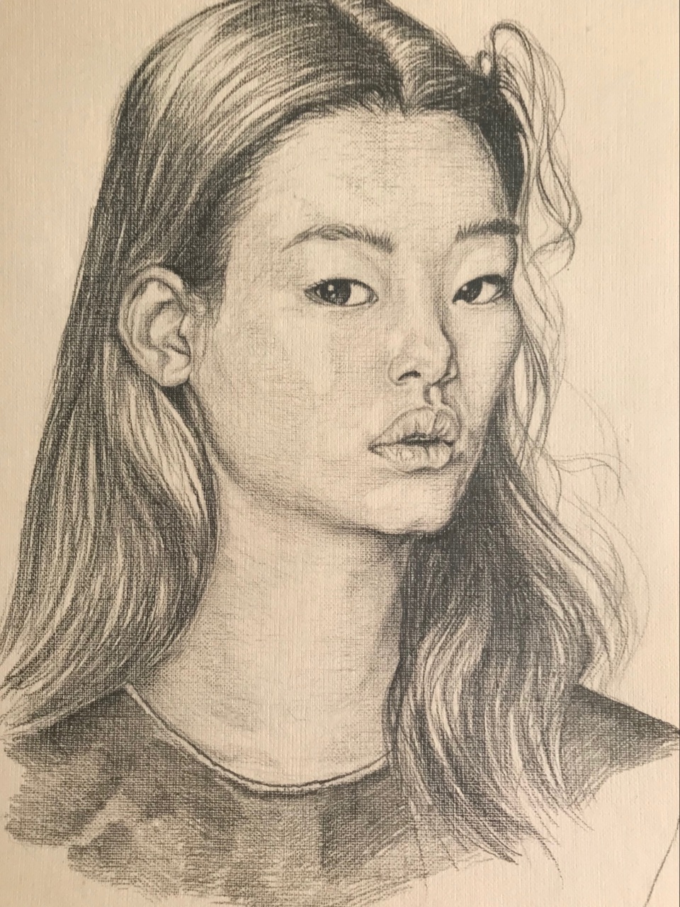 Portrait. - My, Pencil drawing, Portrait, Creation, Graphics, Drawing, Girls, Asian