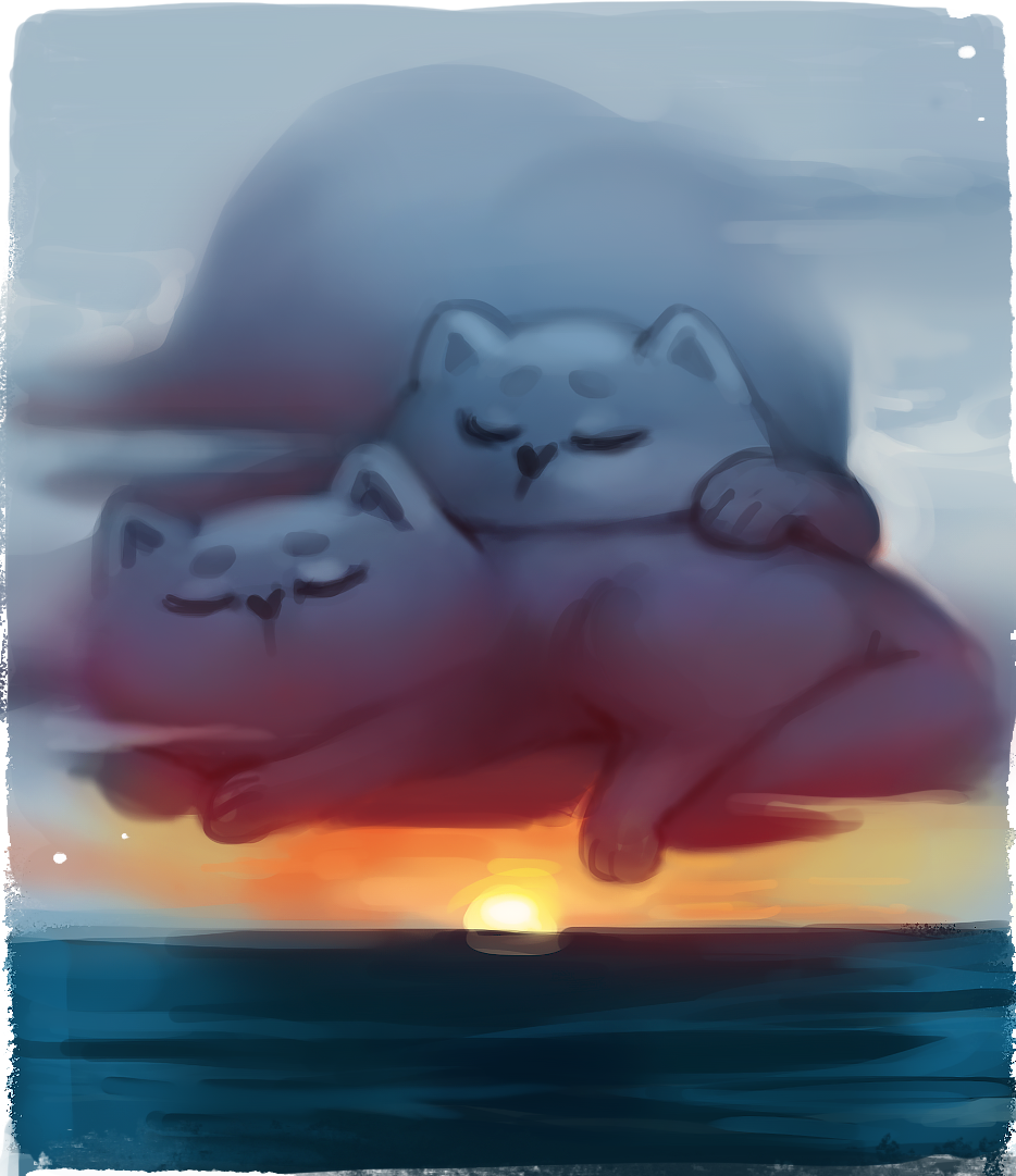 catclouds - My, Sketch, cat, Clouds, Digital drawing, Drawing, Longpost