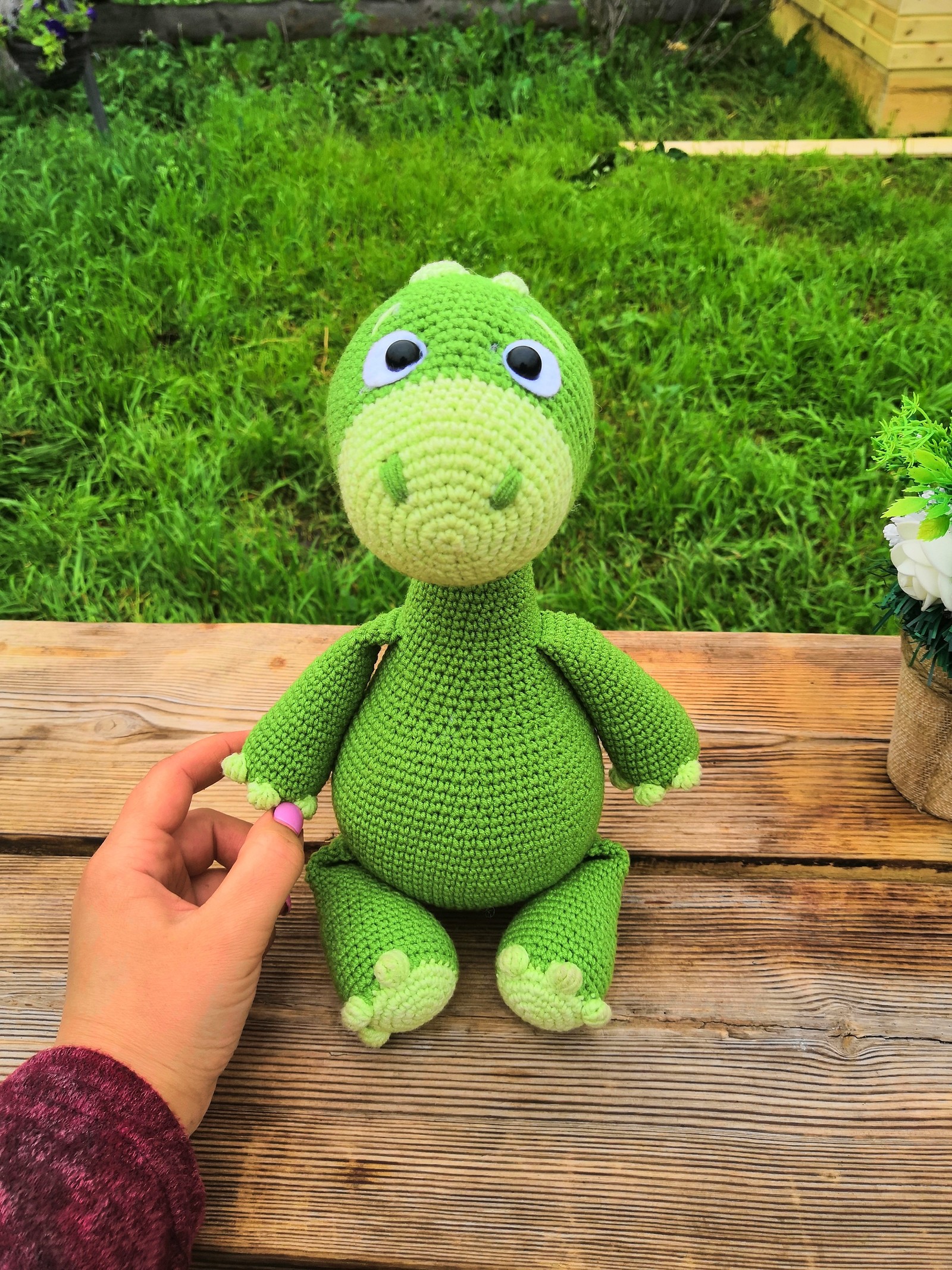 crochet dinosaur - My, Knitting, Needlework, Knitted toys, I knit, Toys, Longpost, Needlework without process