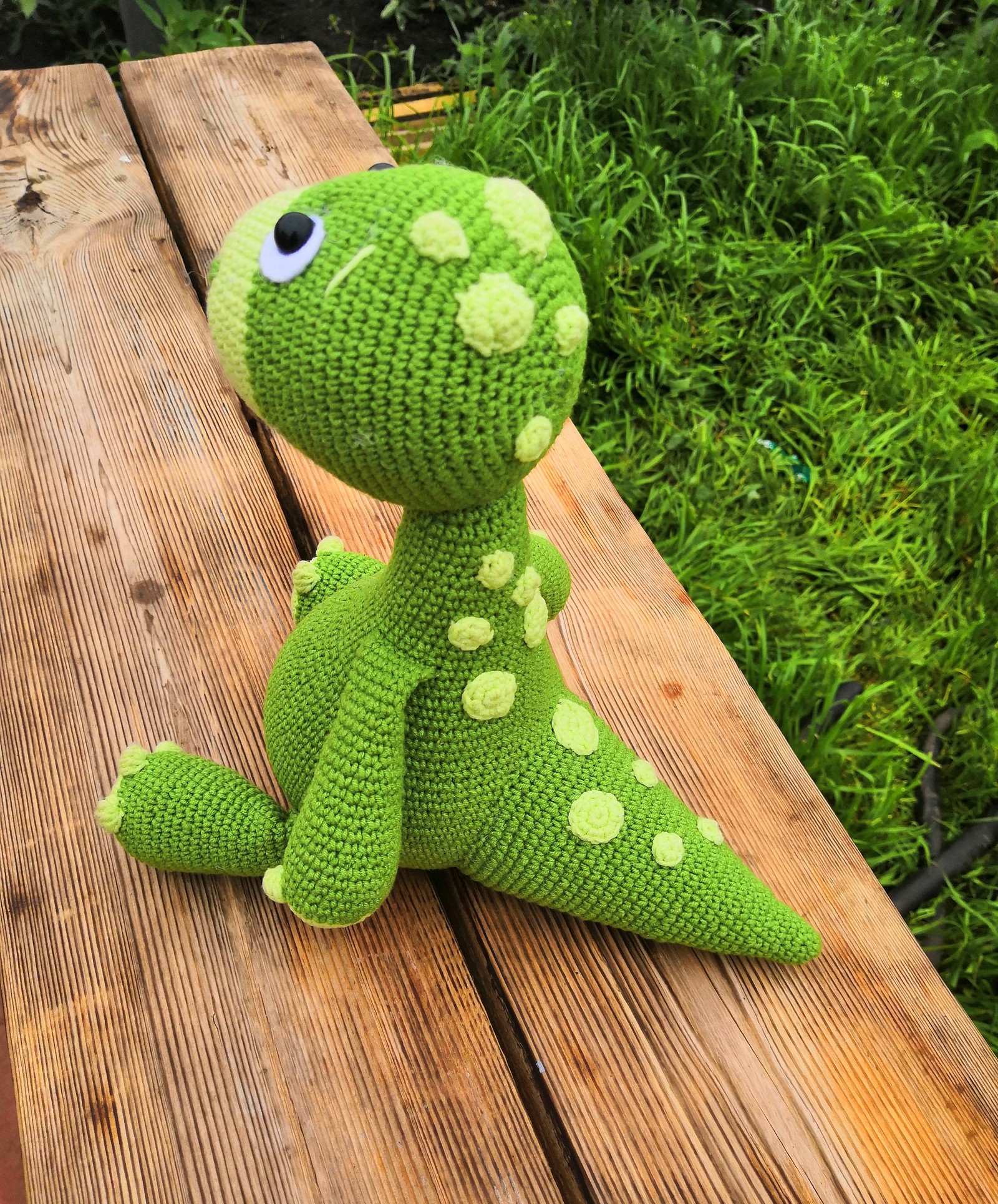 crochet dinosaur - My, Knitting, Needlework, Knitted toys, I knit, Toys, Longpost, Needlework without process