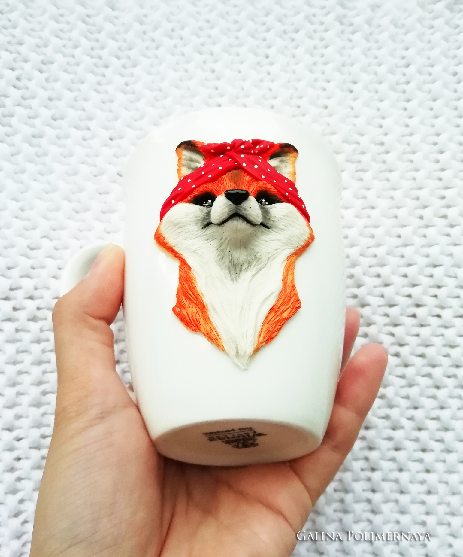 Fox-Solokha - My, Fox, Кружки, Needlework without process, Handmade, Polymer clay, Лепка, Longpost, Mug with decor