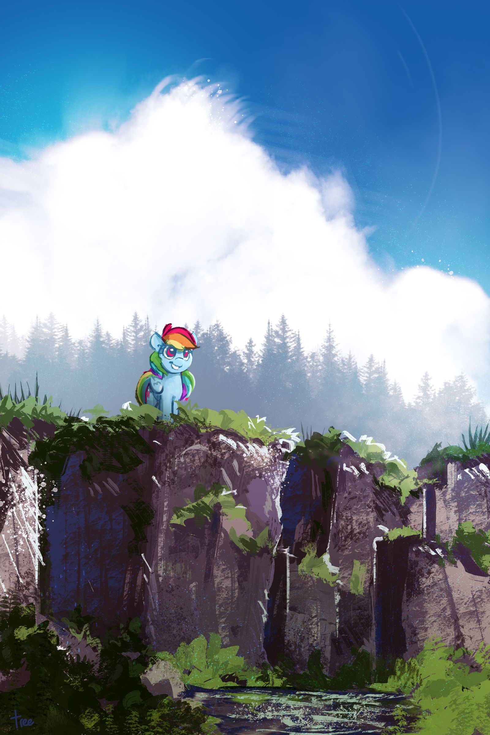 Stones and clouds - My little pony, Art, Rainbow dash, Thefloatingtree