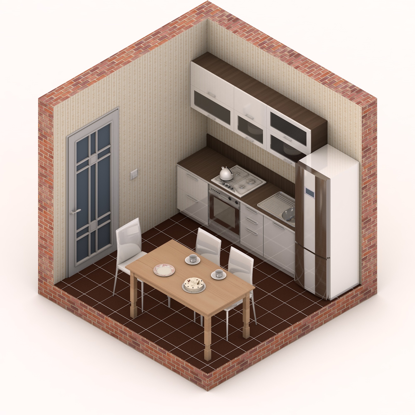 Isometric House N01 - Моё, Изометрия, 3D моделирование, Cinema 4d, Isometric, 3D, Длиннопост