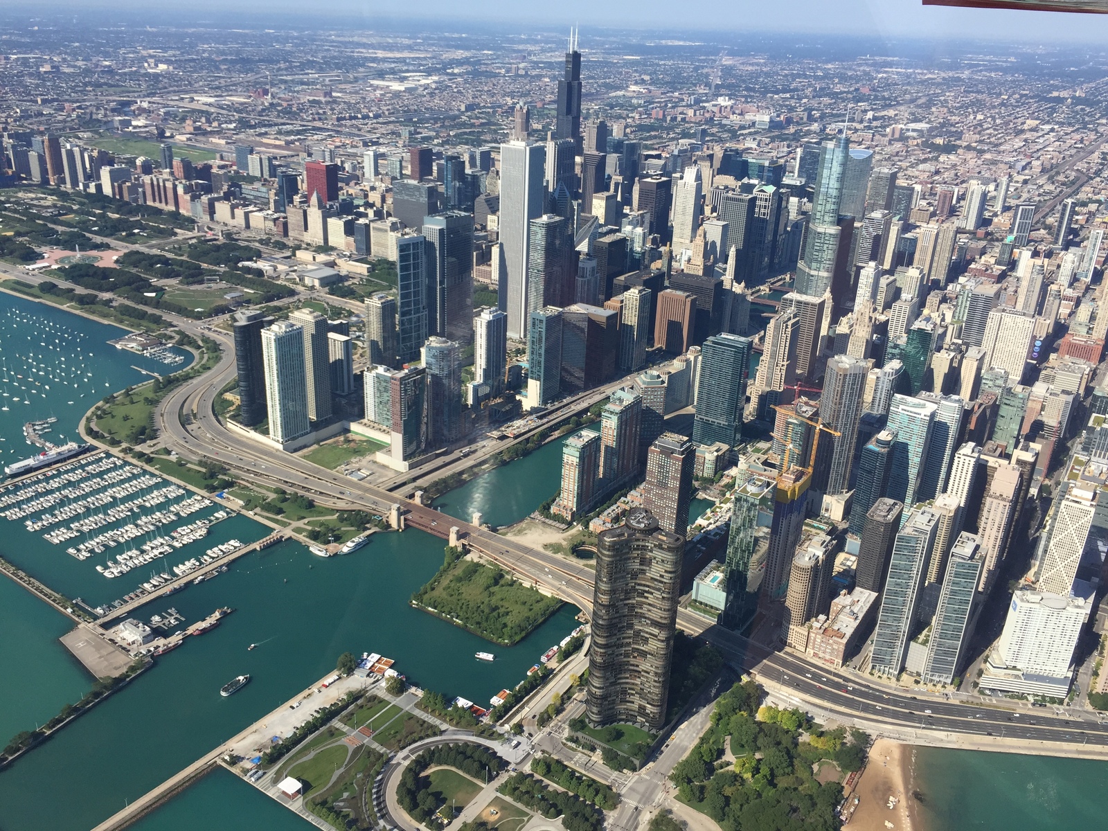 Chicago from a bird's eye view - My, Cessna 172, Ppl, Панорама, , Chicago, Flight, Chicago, Longpost, Small aircraft