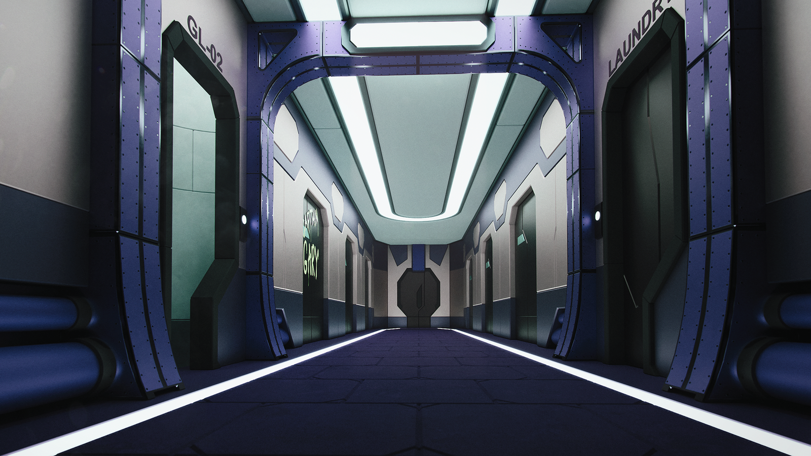 Outer space, corridor Galaxy One in 3D - My, 3D, Blender, Final Space