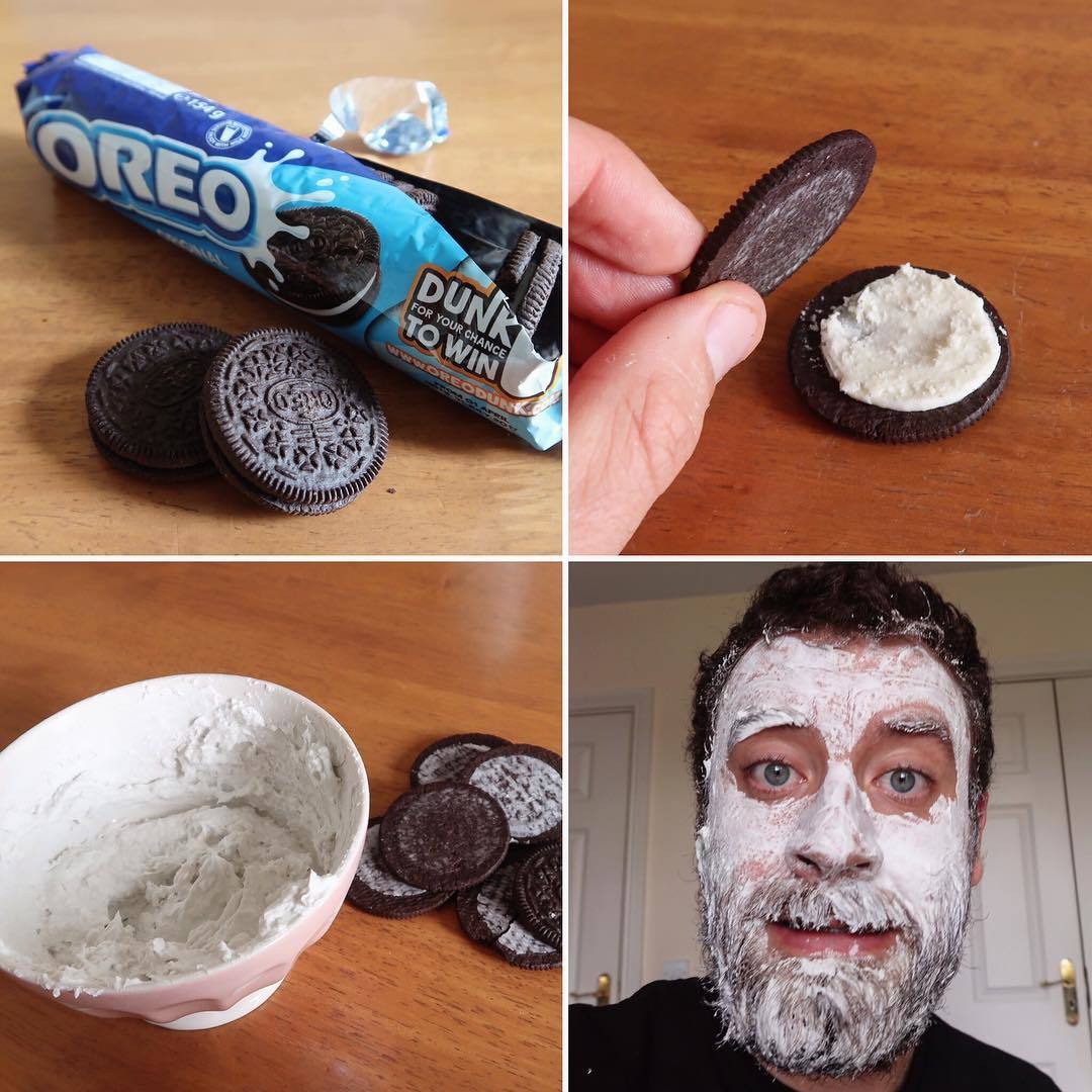 Чтобы кожа на лице была гладкая и шелковистая, необходимо всего лишь... - Oreo, Косметическая маска, Косметика, Юмор, Из сети