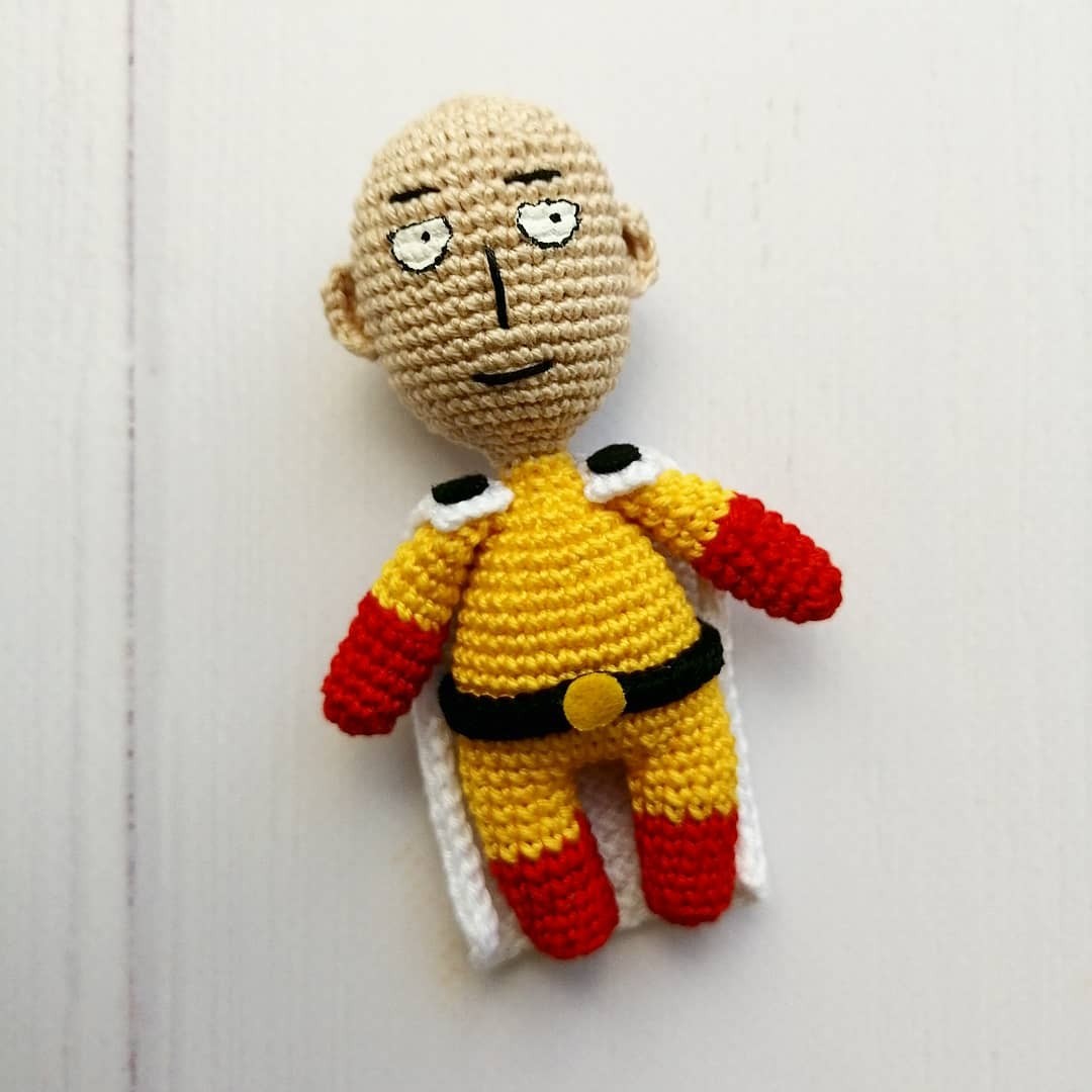 One-Punch Man amigurumi - My, Amigurumi, Crochet, Needlework without process, Onepunchman, Longpost