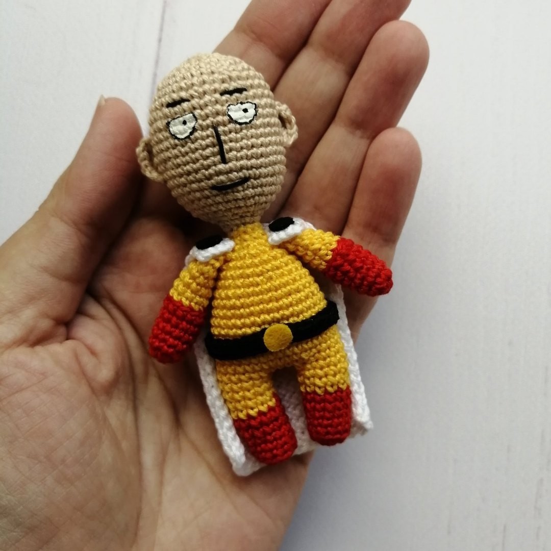 One-Punch Man amigurumi - My, Amigurumi, Crochet, Needlework without process, Onepunchman, Longpost