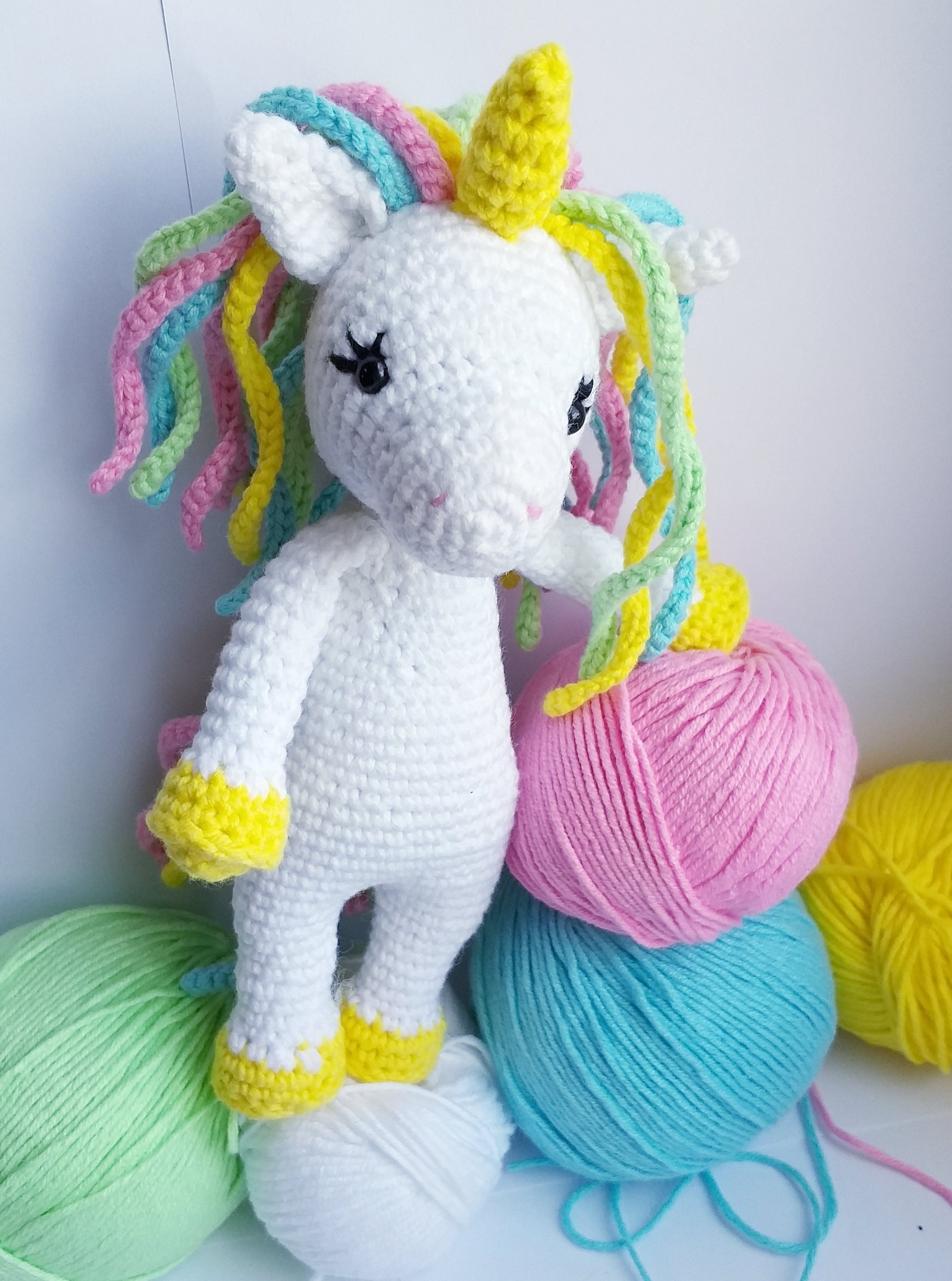 Crochet unicorn - My, Unicorn, Knitting, Needlework without process, Knitted toys, Longpost