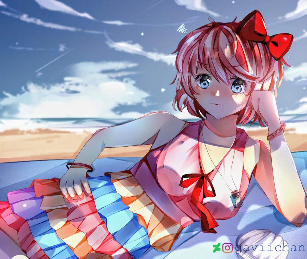 Sayori at the beach | Пикабу