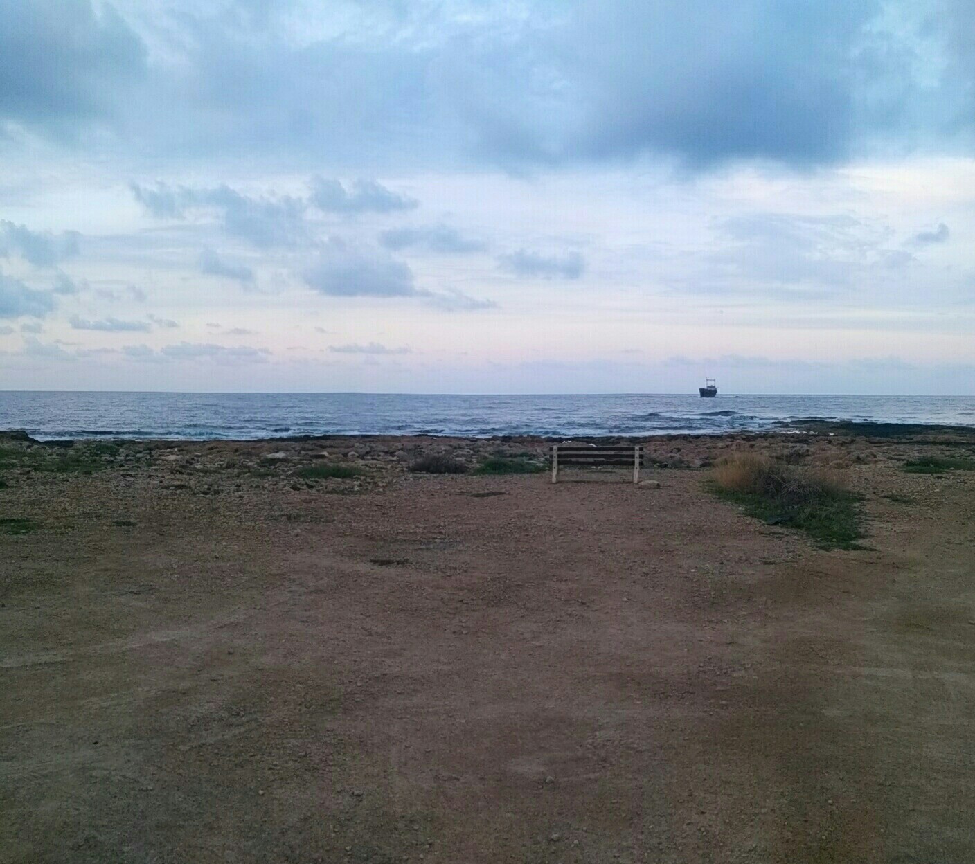 Sea, bench, ship - My, Cyprus, Pathos, Sea, Ship