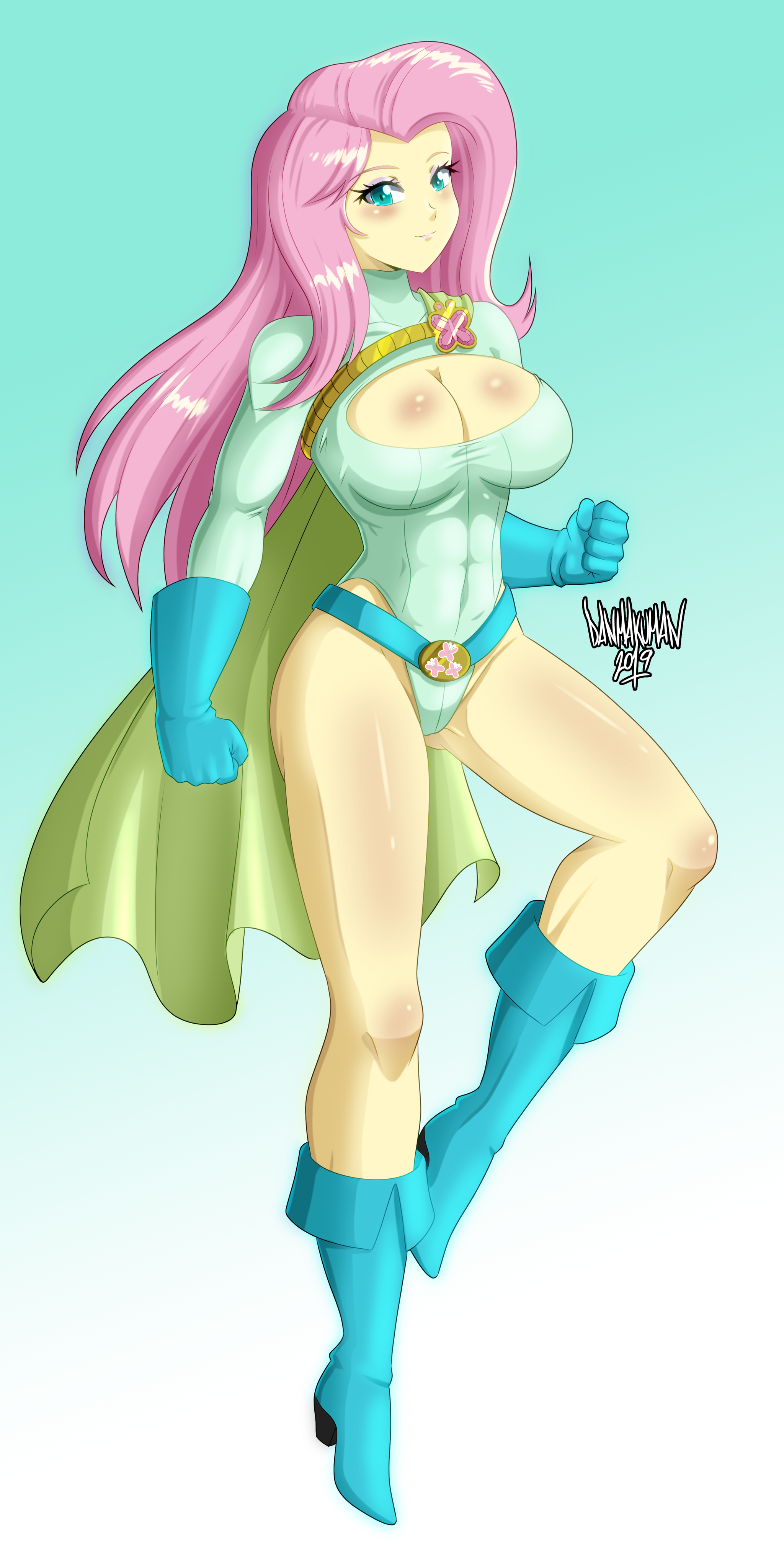 Power Shy - My little pony, Equestria girls, Fluttershy, Crossover, Danmakuman, MLP Edge, Power Girl