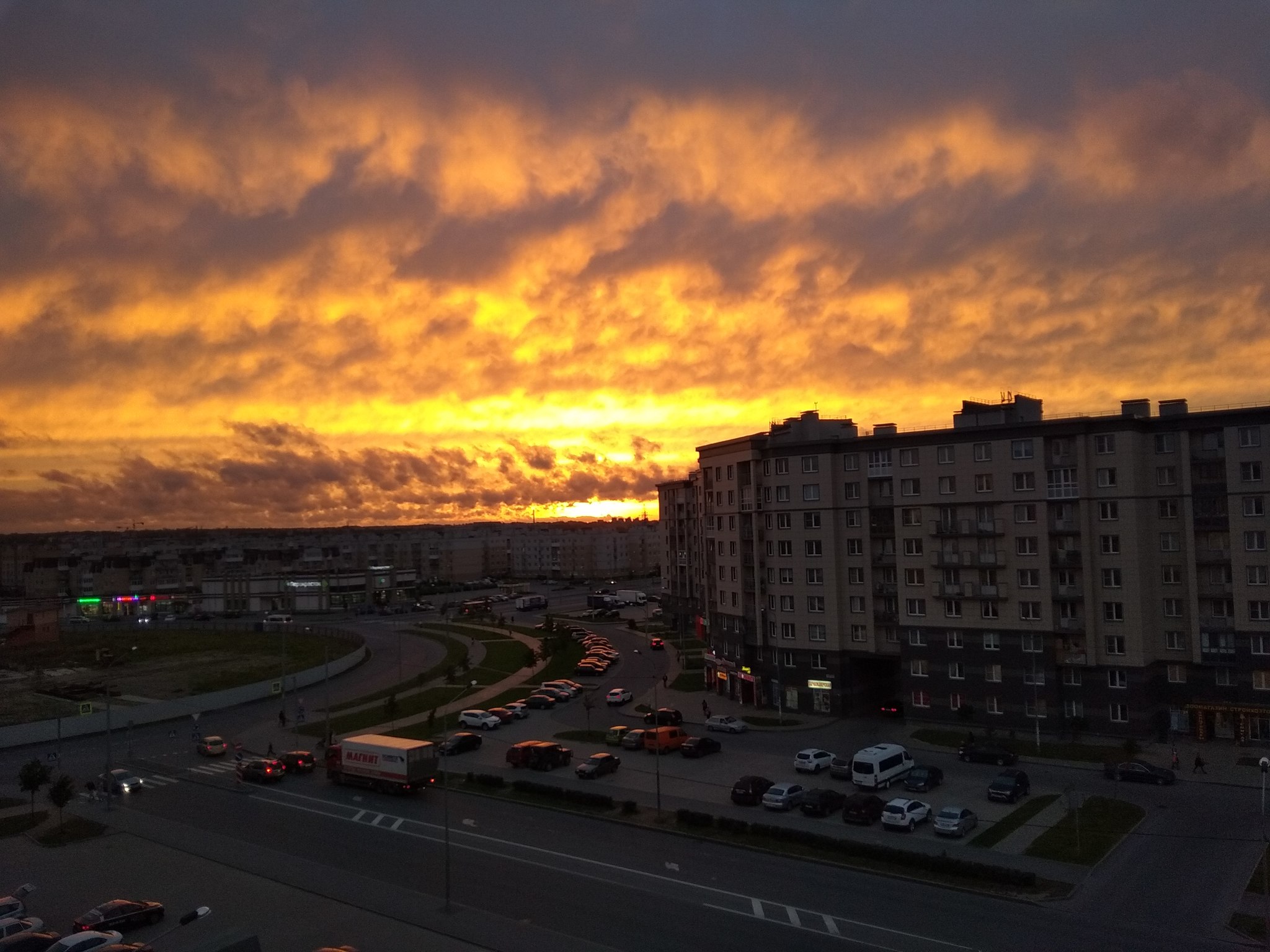 А из нашего окна... - Моё, Фотография, Вид из окна, Фото на тапок, Закат, Длиннопост