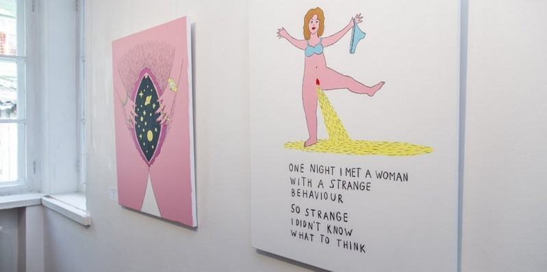 At the opening of an exhibition in Parnu, a feminist artist stripped naked. But that's not all! - NSFW, Estonia, Feminists, LGBT, 18+, PГ¤rnu, Modern Art, Video, Longpost