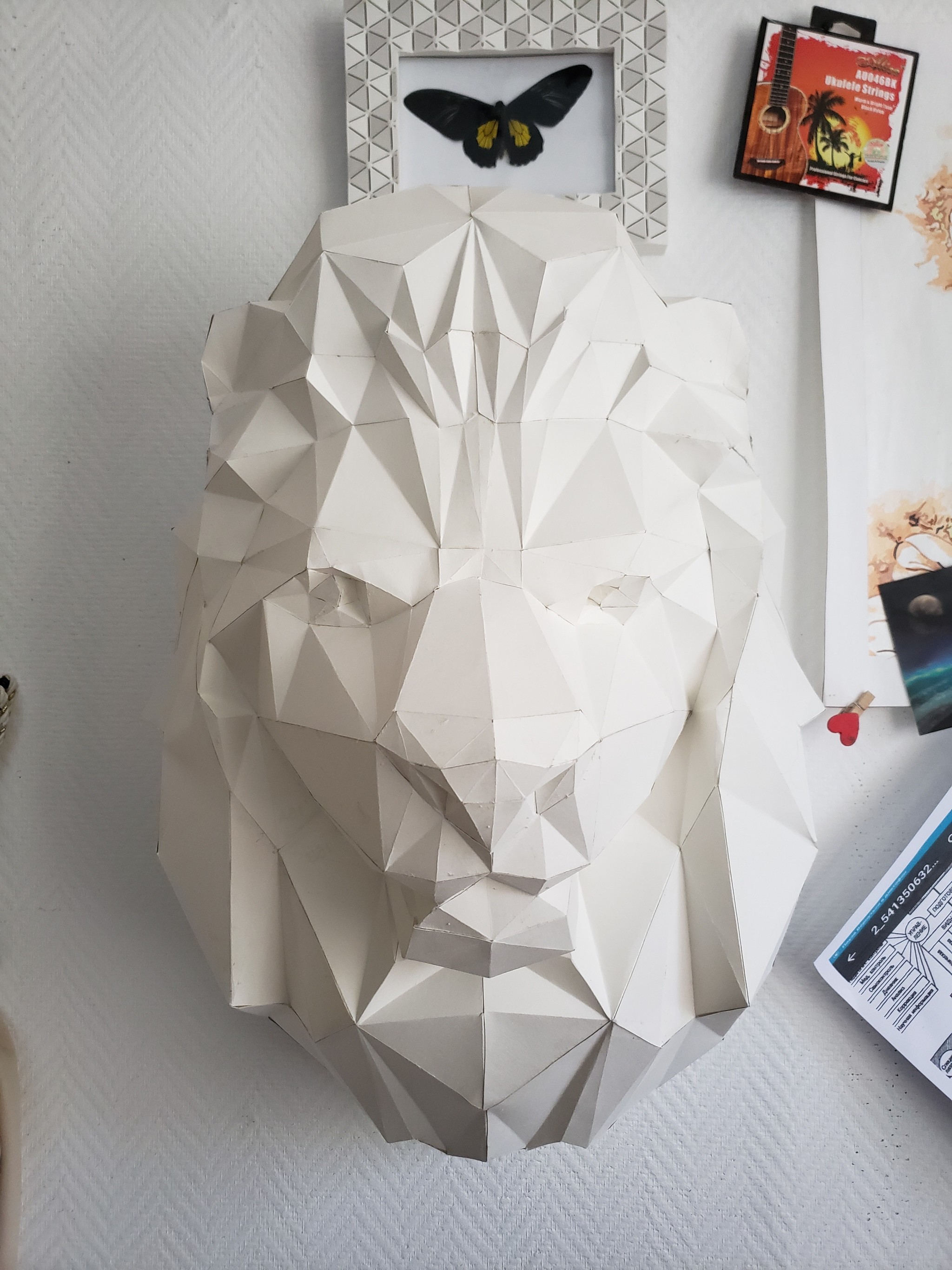 Papercraft. First work. - My, Longpost, Needlework, With your own hands, Polygon, a lion, Paper, ST, Airbrushing