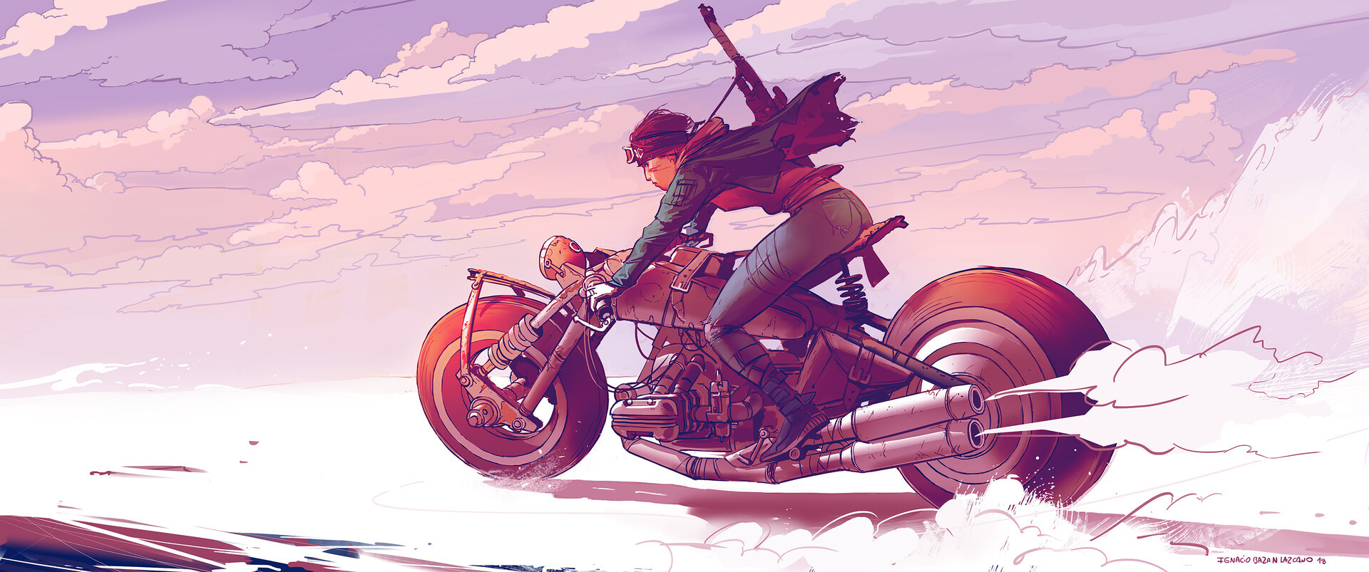 Bike. - Art, Motorcycles, Post apocalypse, Longpost, Ignacio Bazan Lazcano, Moto