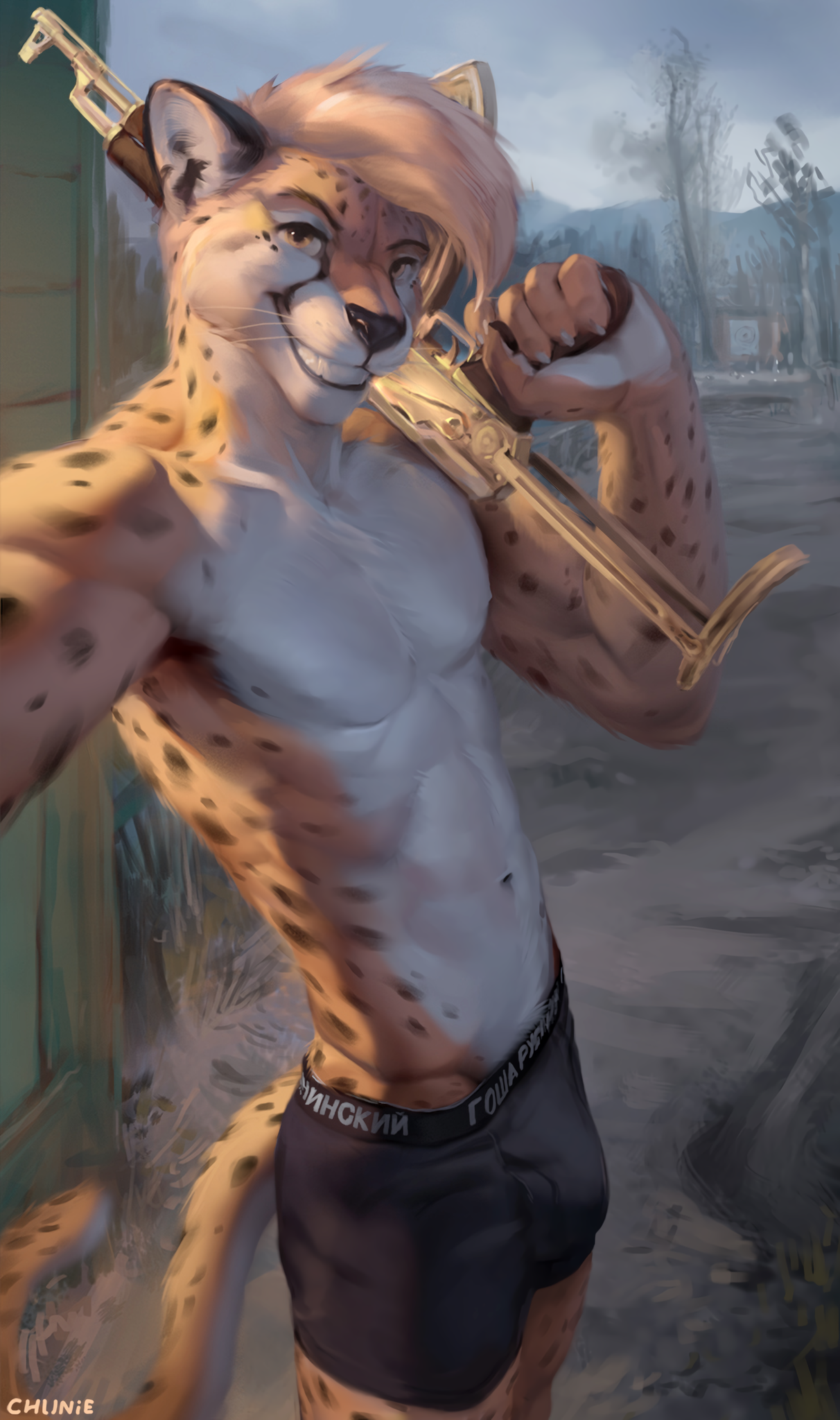 Target Practice - Фурри, Furry Art, Furry Feline, Furry Cheetah, Furry Edge, Мужчины топлесс, Атлетичное тело, Chunie, Мужчины, Атлеты