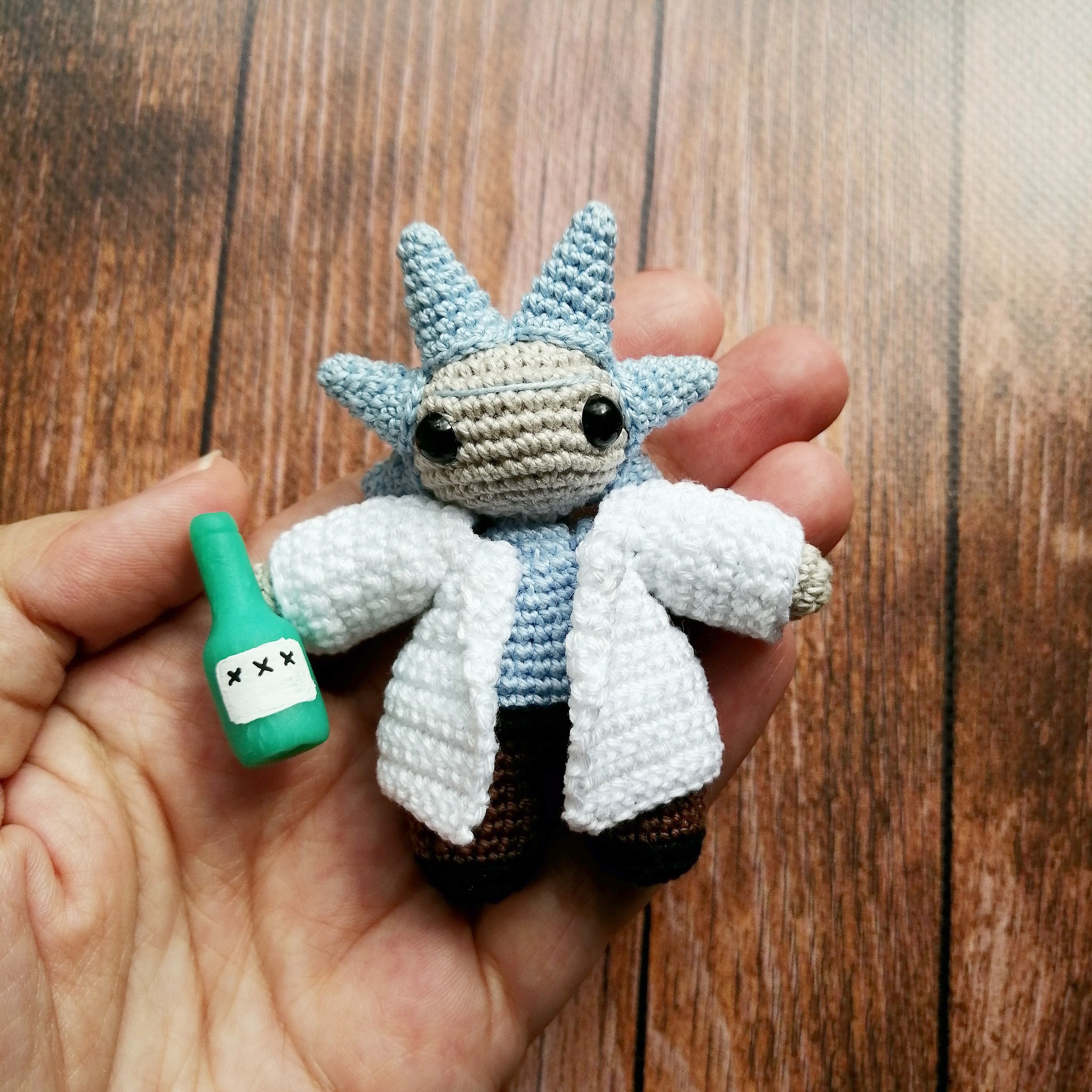 One of the most friday characters) - My, Amigurumi, Rick and Morty, Rick Sanchez, Crochet, Needlework without process, Longpost