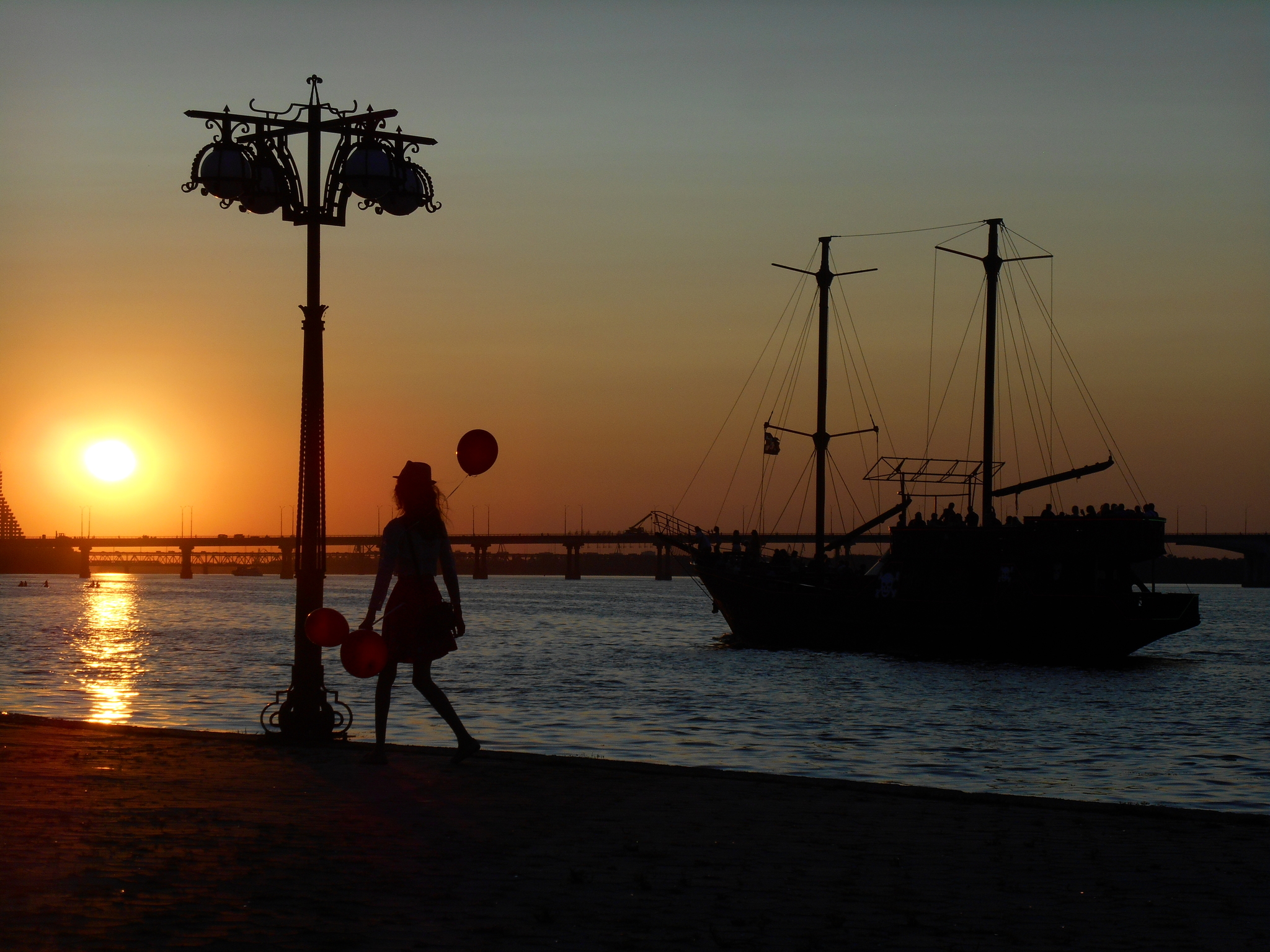 Dnieper - My, Sunset, River, Town, Longpost, Beginning photographer, No filters