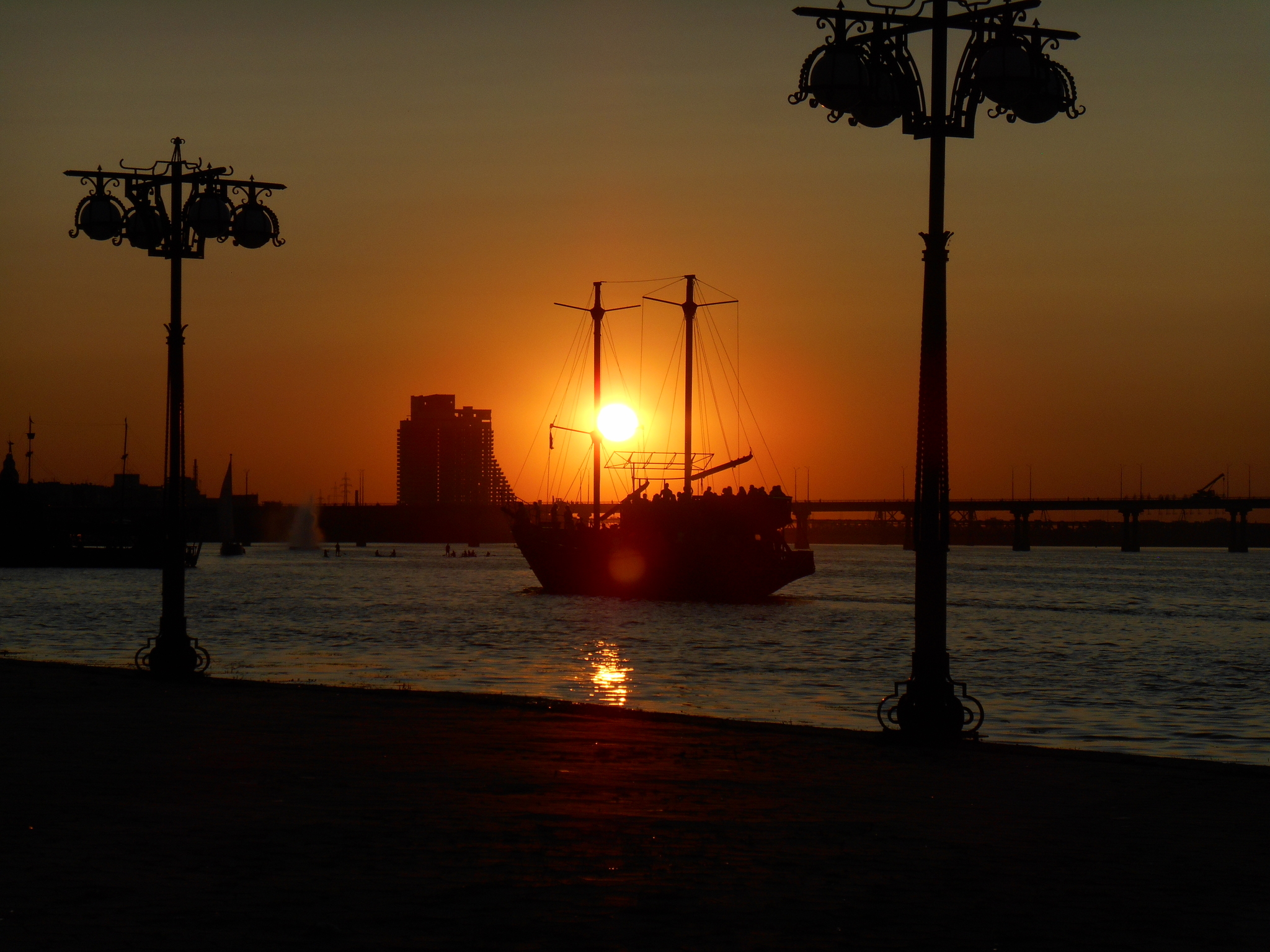 Dnieper - My, Sunset, River, Town, Longpost, Beginning photographer, No filters