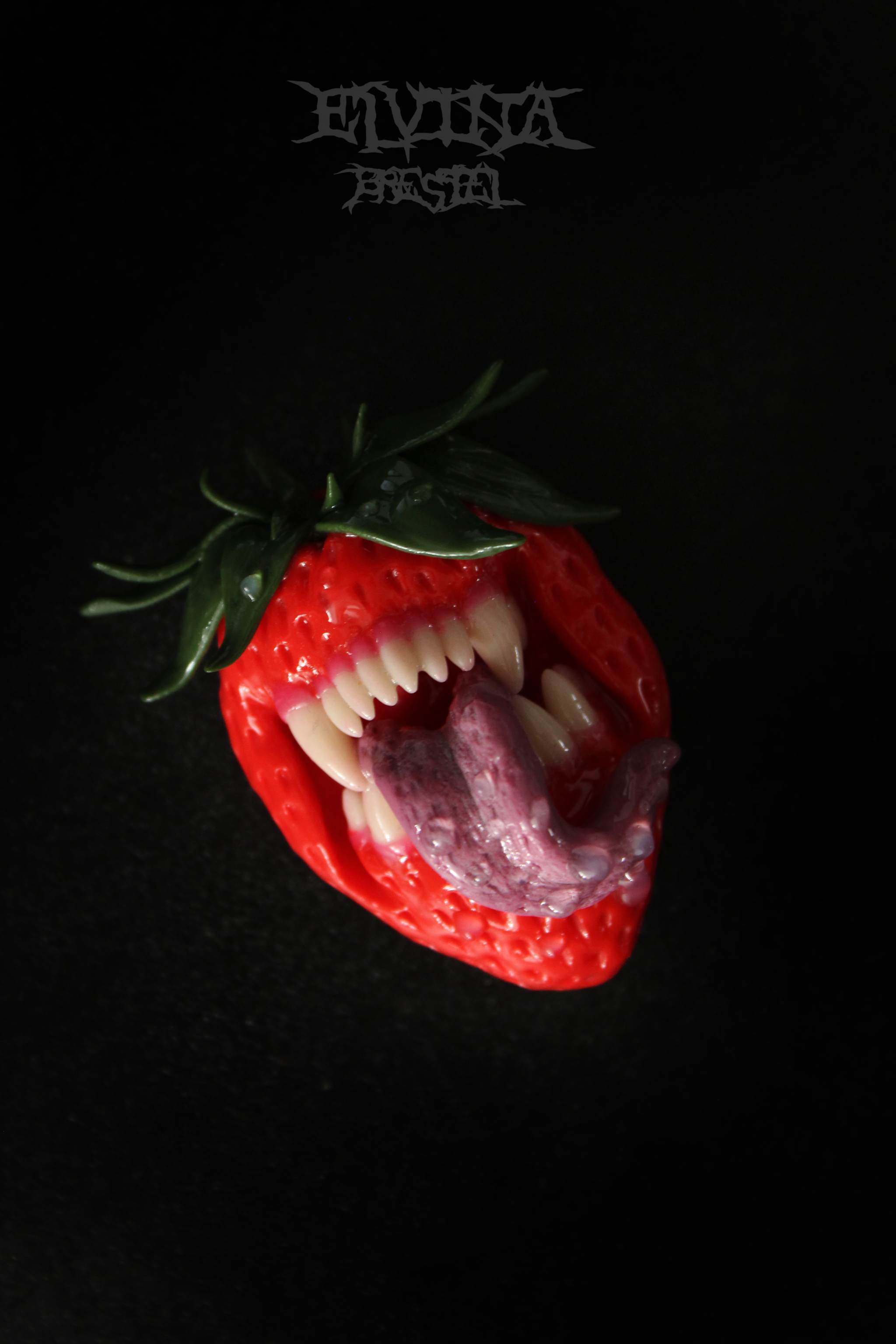 Predatory brooch - My, Polymer clay, Strawberry, Kripota, Surrealism, Needlework without process, Longpost, Strawberry (plant)