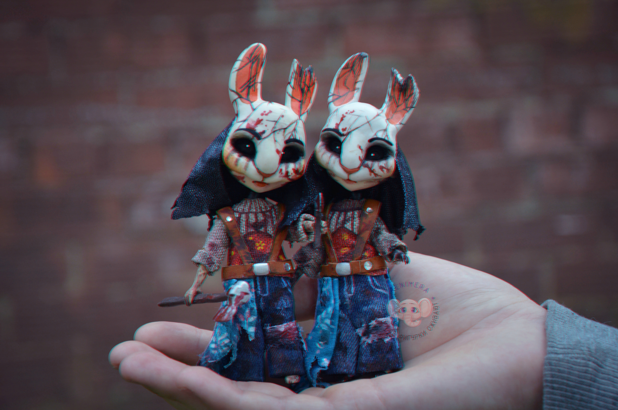 Annushka's sisters from the game Dead by Daylight - My, Figurine, Mixed media, Dead by daylight, Handmade, Needlework without process, Games, Longpost, Figurines, Anna the huntress