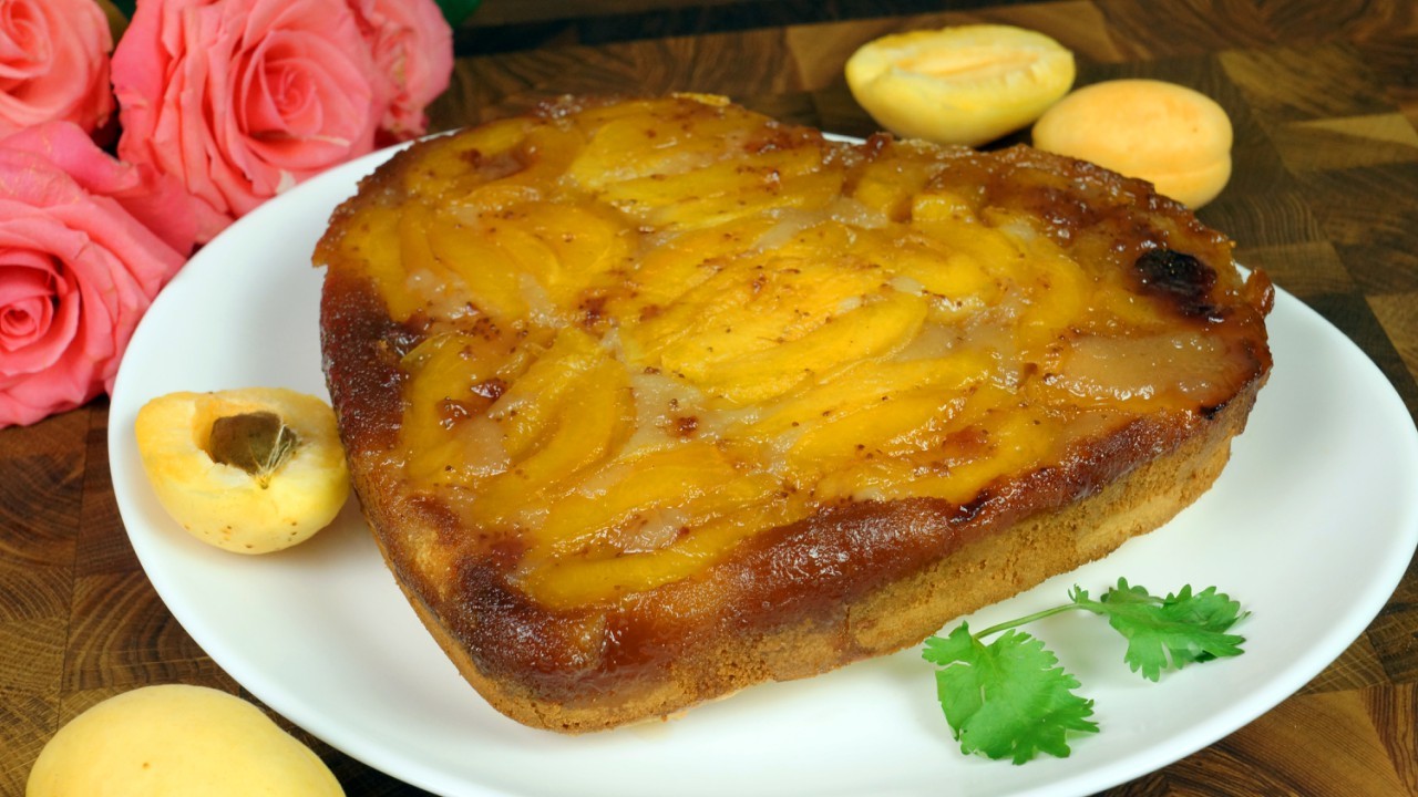 Pie Changeling with apricots and caramel - My, Recipe, Pie, Apricot pie, Video, Longpost