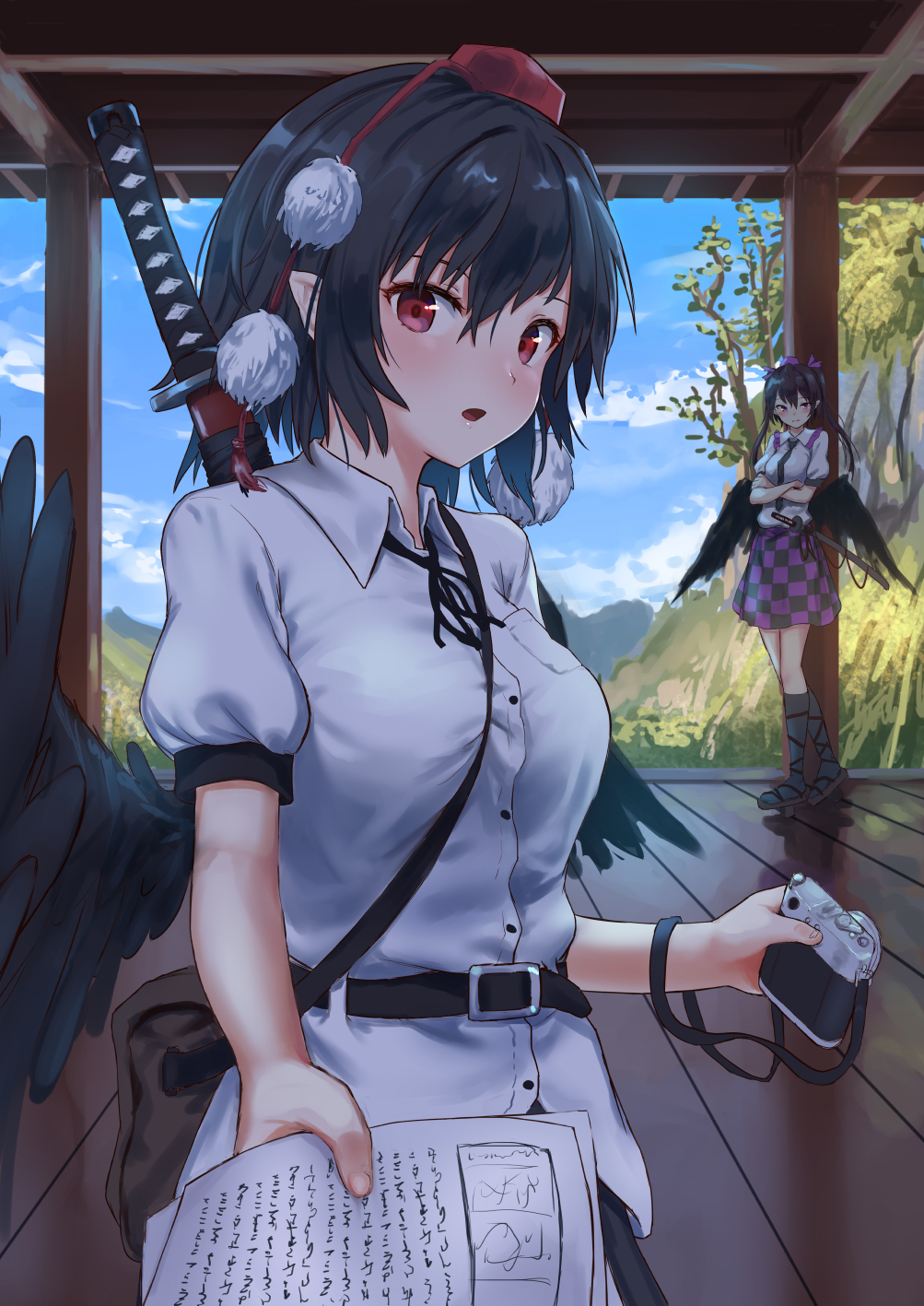 Aya & Hatate - Touhou, Shameimaru aya, Himekaidou hatate, Anime art, Anime, Not anime, Roke