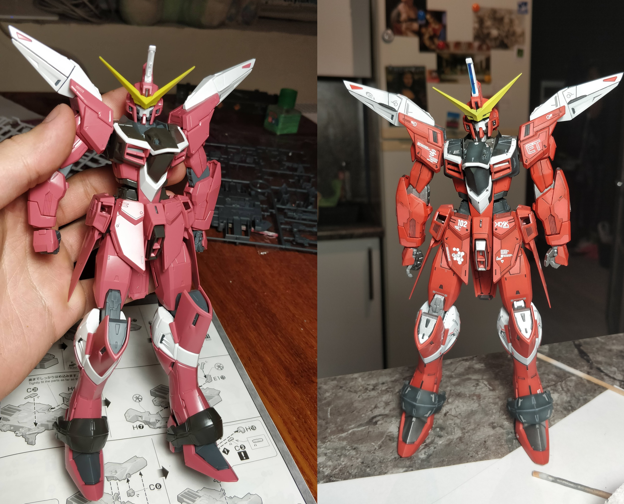 Assembly of MG Justice Gundam 1/100 Bandai. - My, Stand modeling, Gunpla, Process, Assembly, Models, Longpost