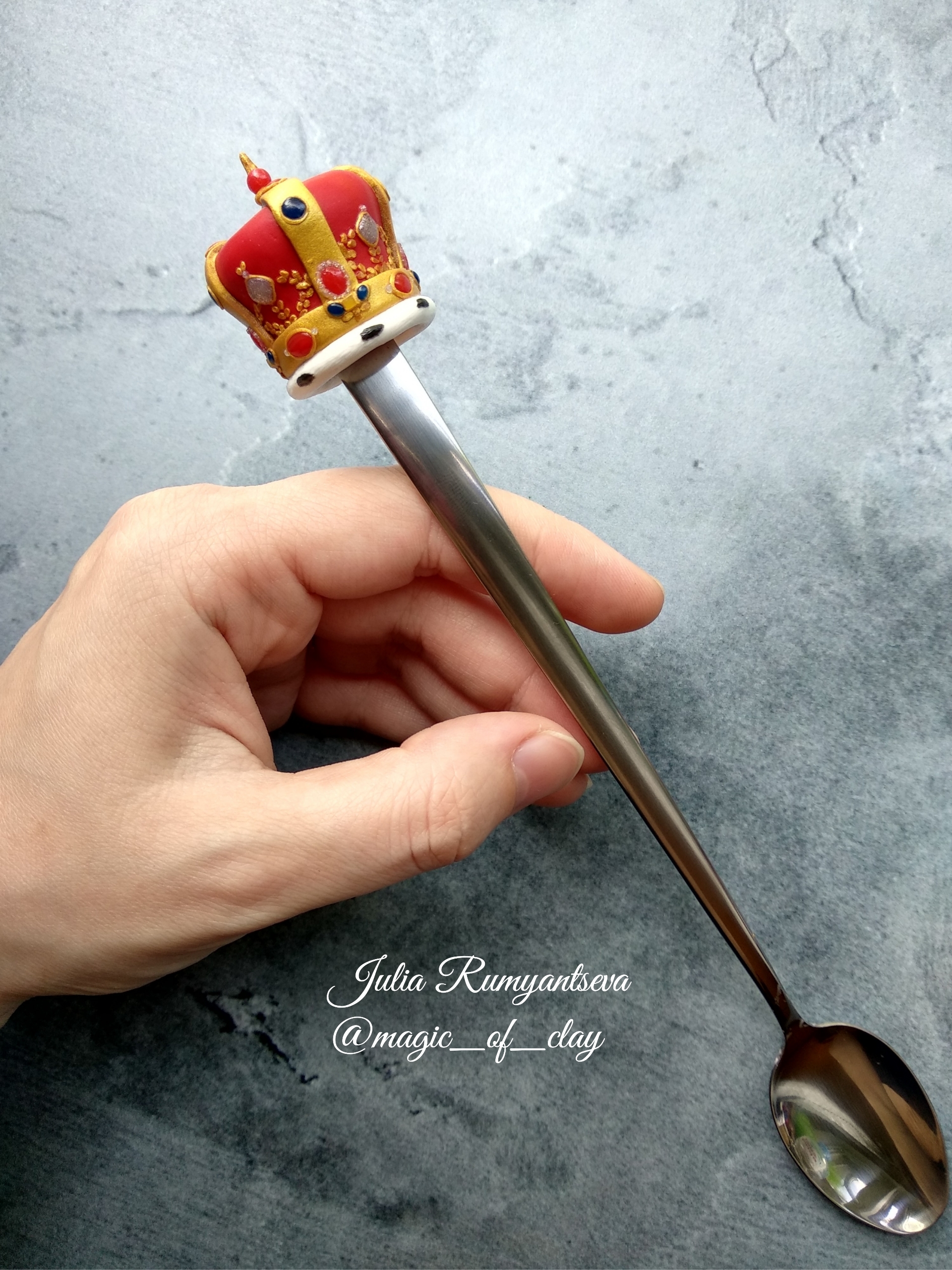 Spoon crown of Freddie Mercury - My, Crown, Freddie Mercury, Needlework without process, Queen, Polymer clay, A spoon, Needlework, Longpost