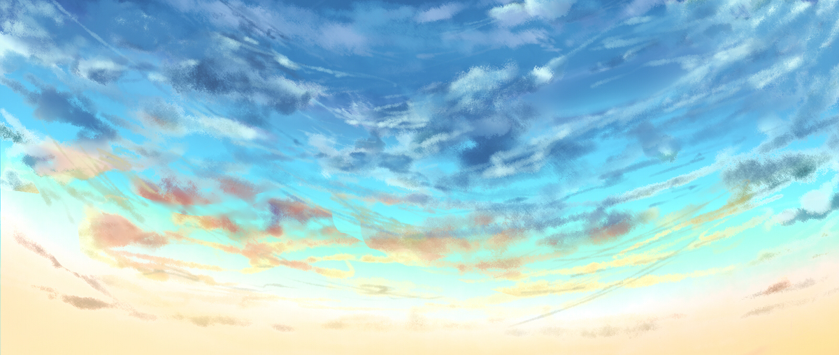 Sky - Art, Original character, Sky, Girls, Clouds, The sun, Longpost, Goroku